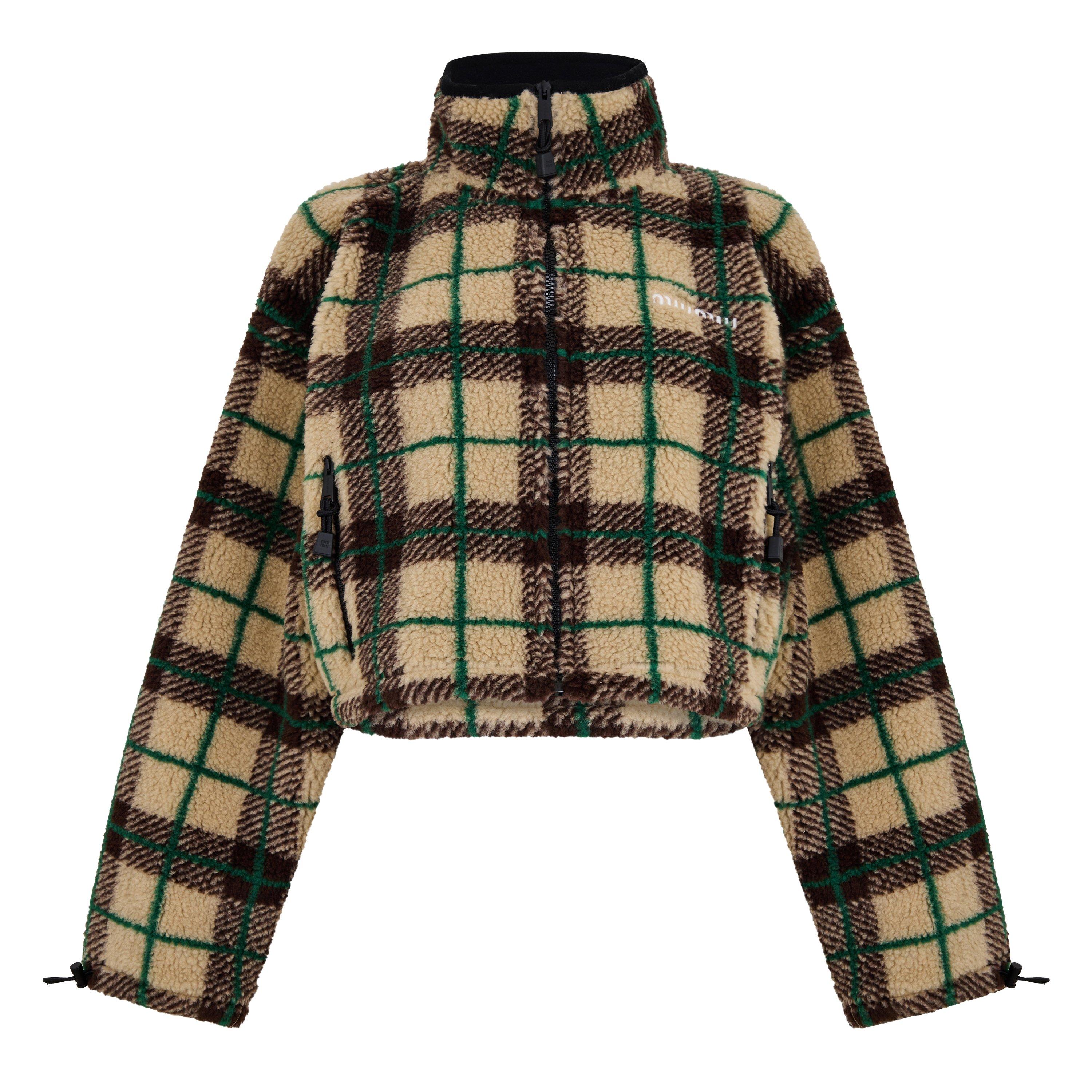 Albino Cacao - Miu Miu - Checked teddy jacket with zipper - 1