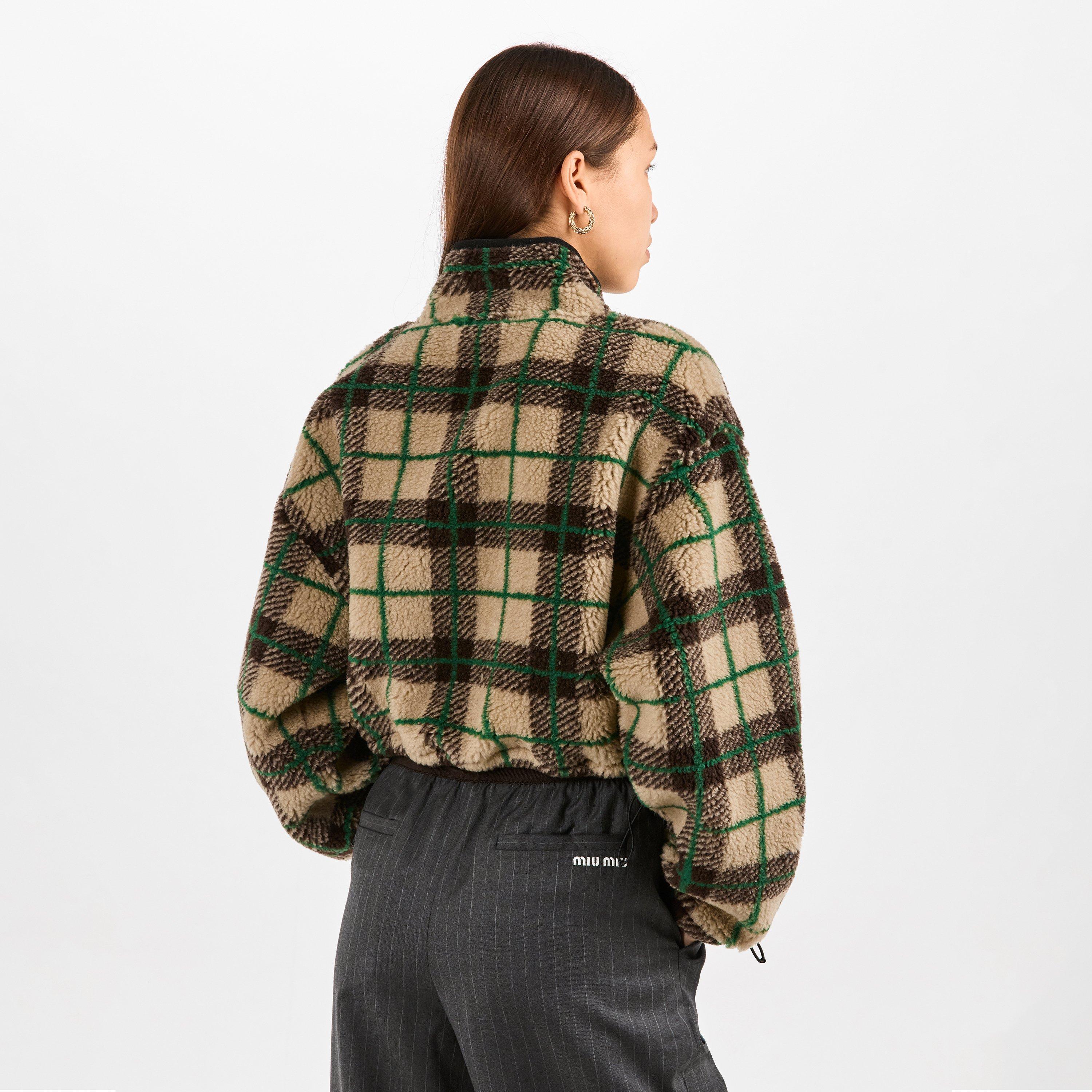 Albino Cacao - Miu Miu - Checked teddy jacket with zipper - 4