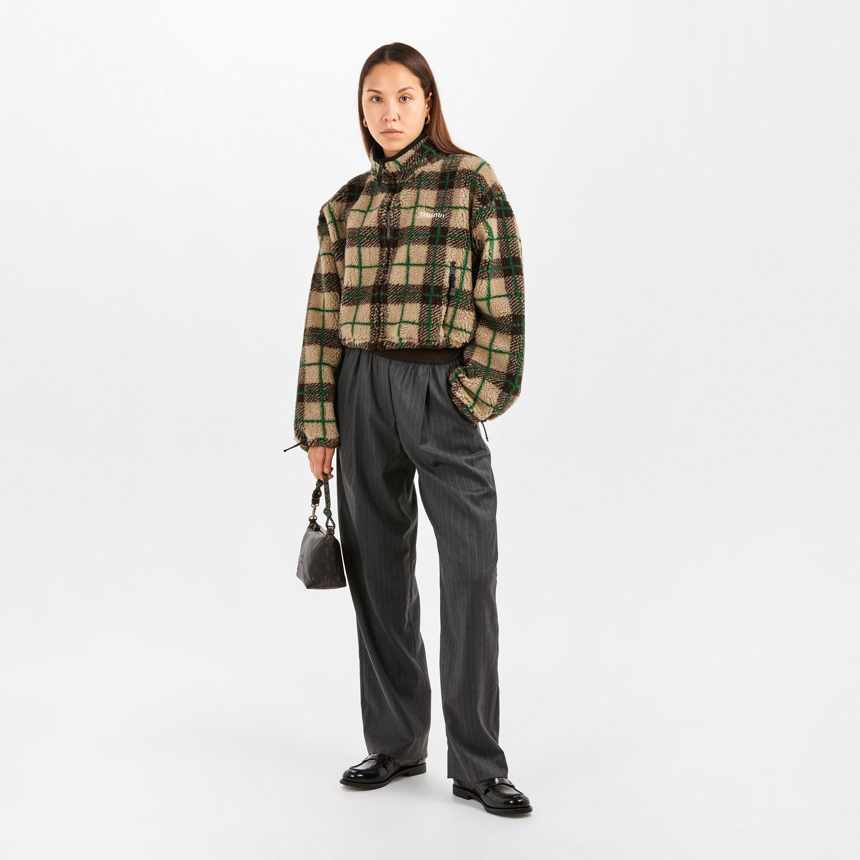 Albino Cacao - Miu Miu - Checked teddy jacket with zipper - 6