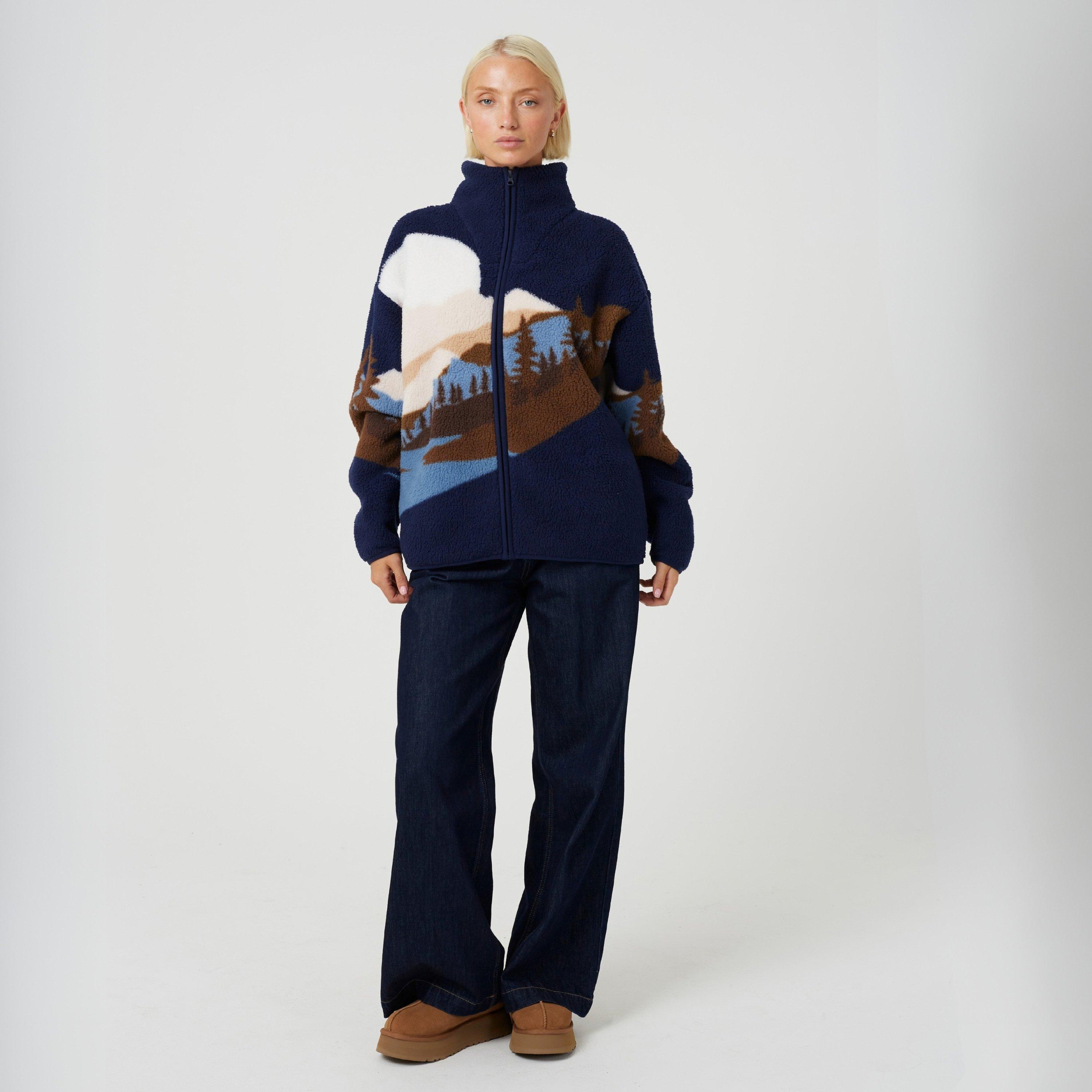 Lyle Q Zip Pulover Sn99 - Brave Soul - Brave Soul Ladies Landscape Print Fleece - 4