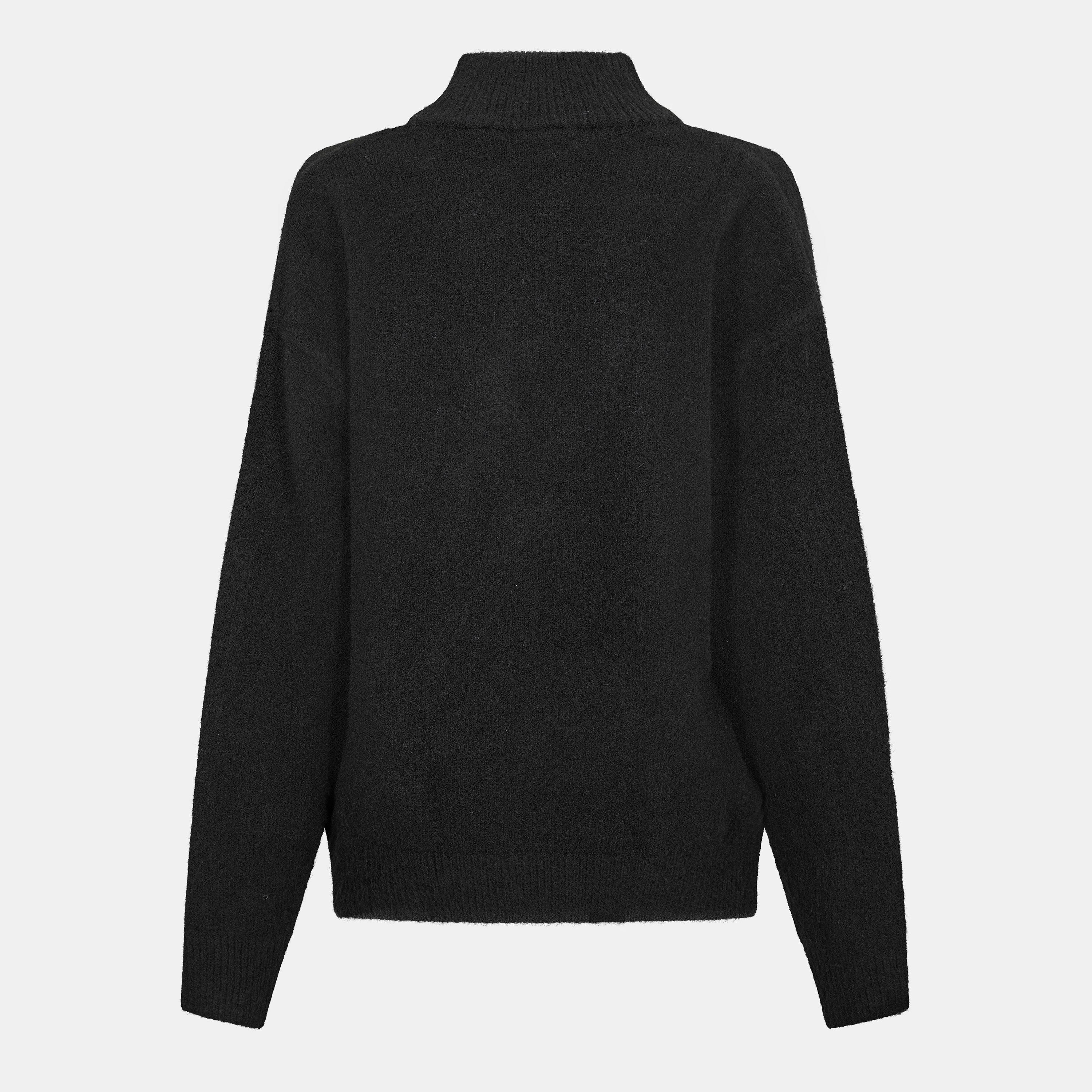 Black - The Couture Club - Womens Fluffy Knit Zip-Through - 2