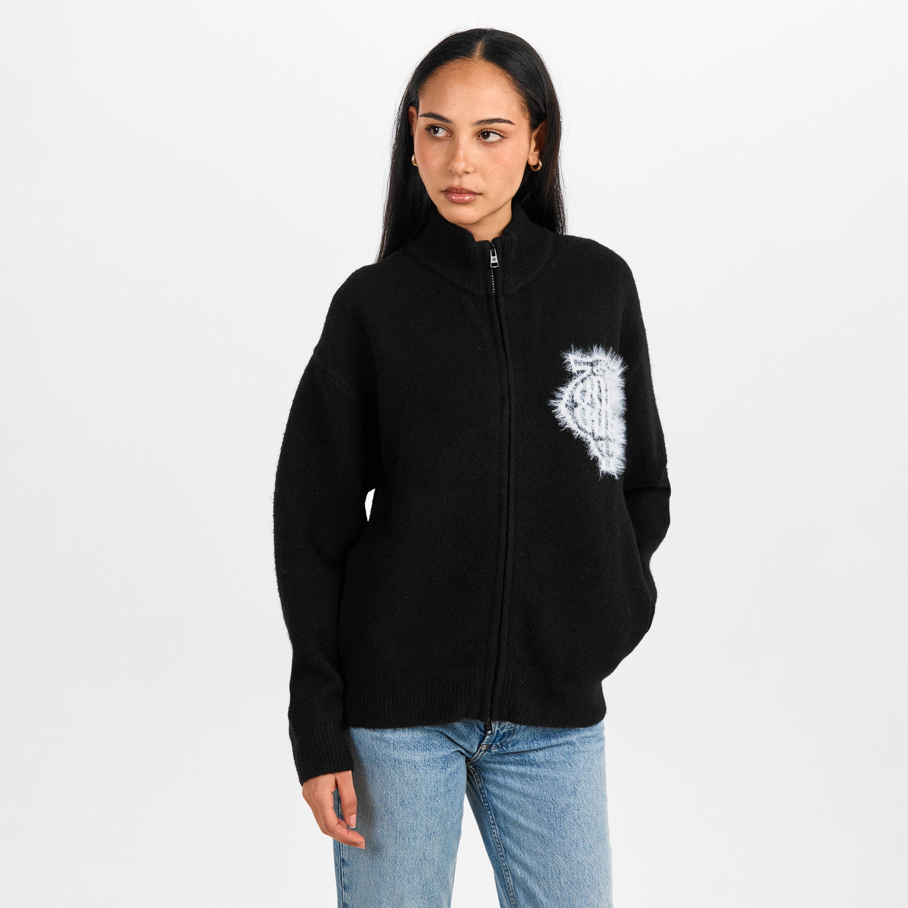 Black - The Couture Club - Womens Fluffy Knit Zip-Through - 3