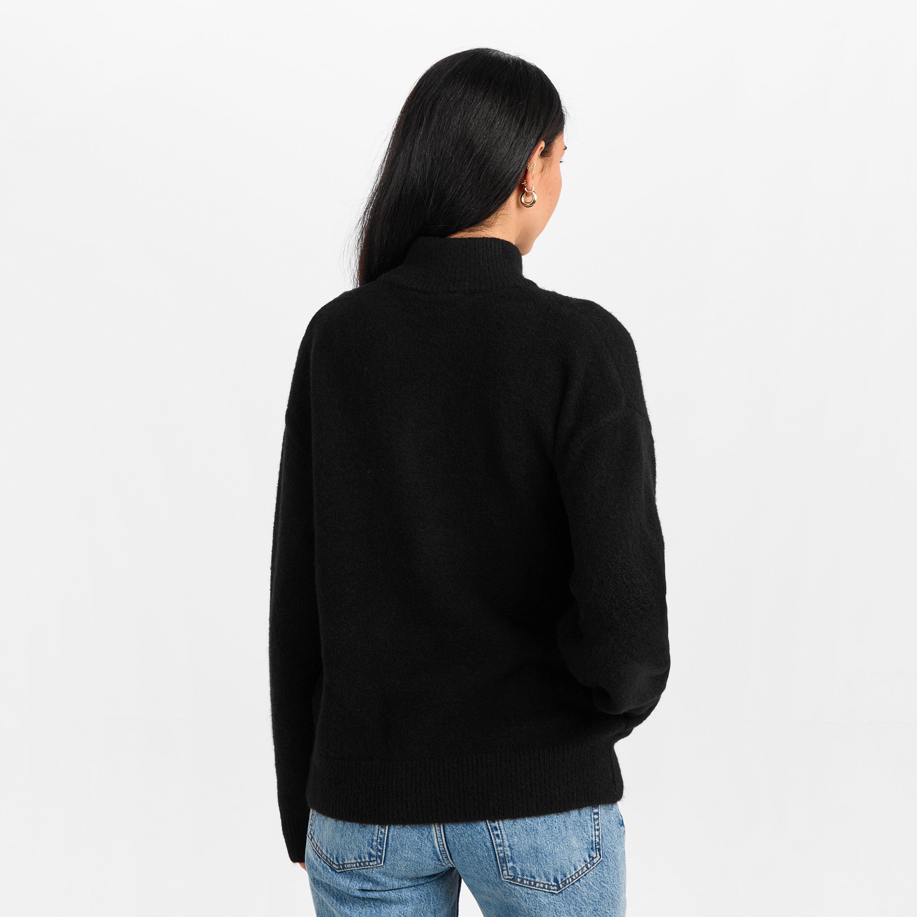 Black - The Couture Club - Womens Fluffy Knit Zip-Through - 4