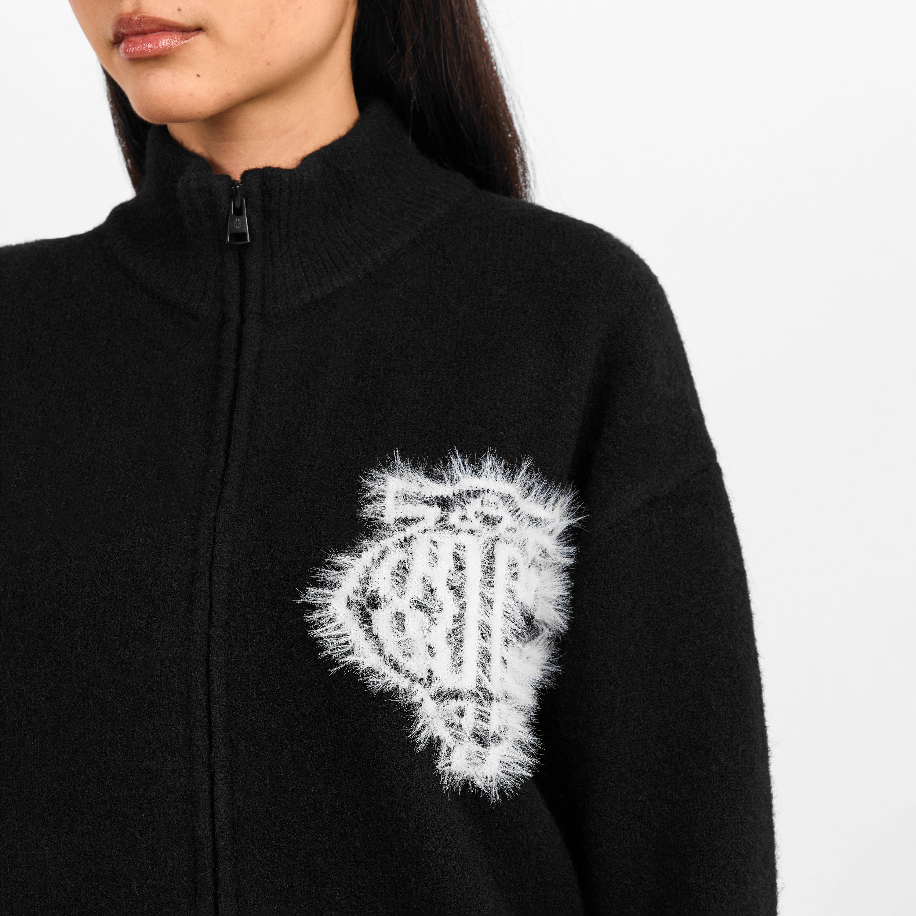 Black - The Couture Club - Womens Fluffy Knit Zip-Through - 5