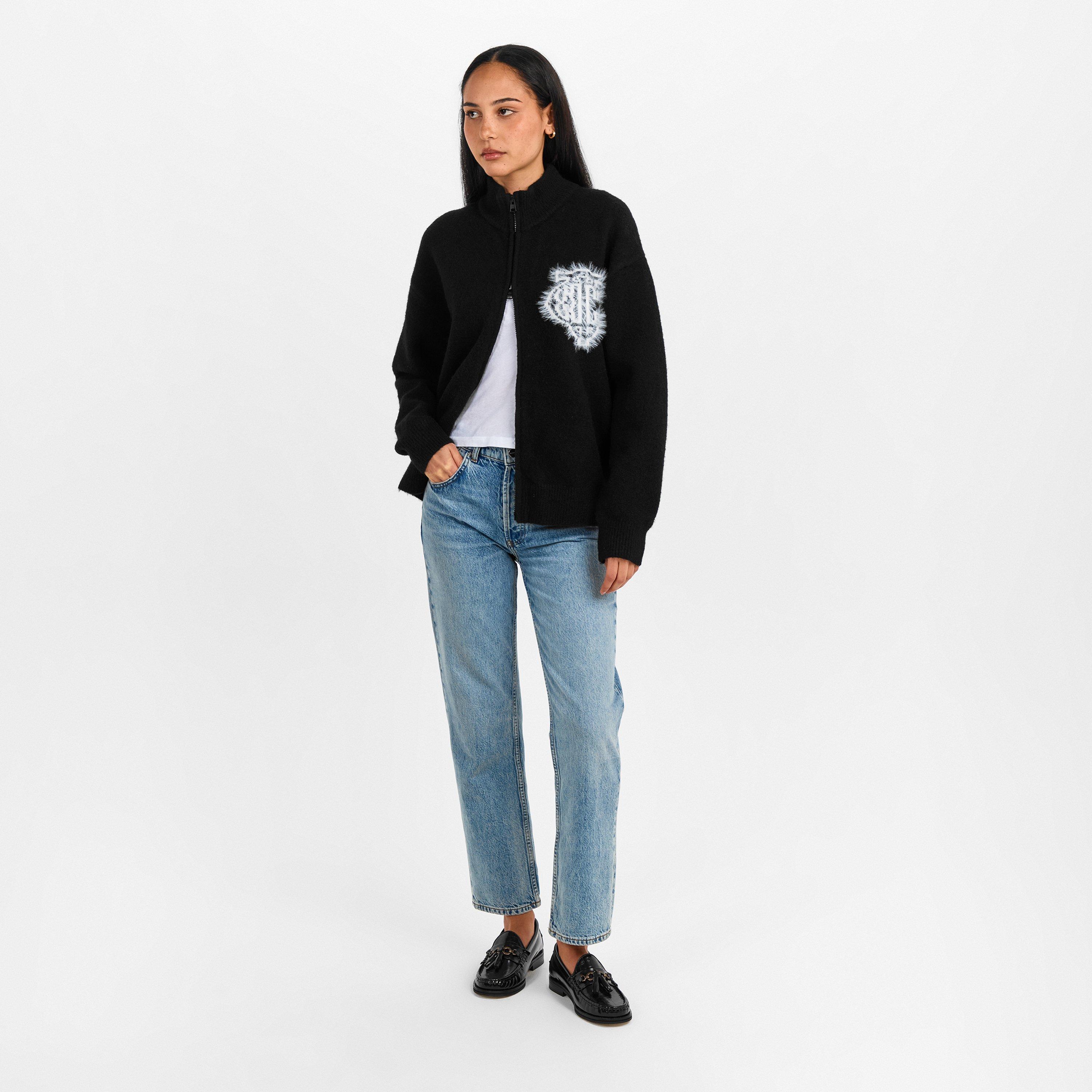 Black - The Couture Club - Womens Fluffy Knit Zip-Through - 6