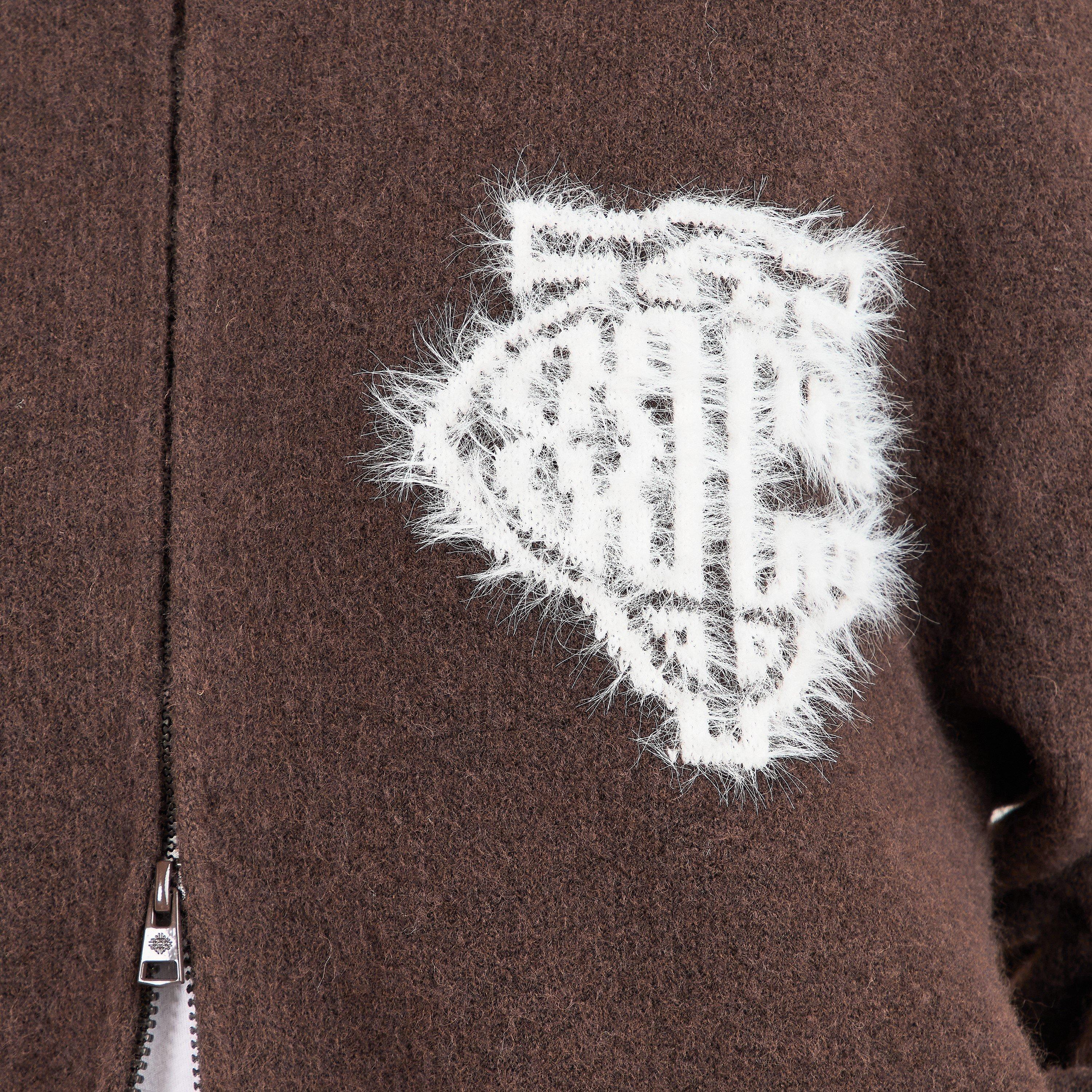 Brown - The Couture Club - Womens Fluffy Knit Zip-Through - 5