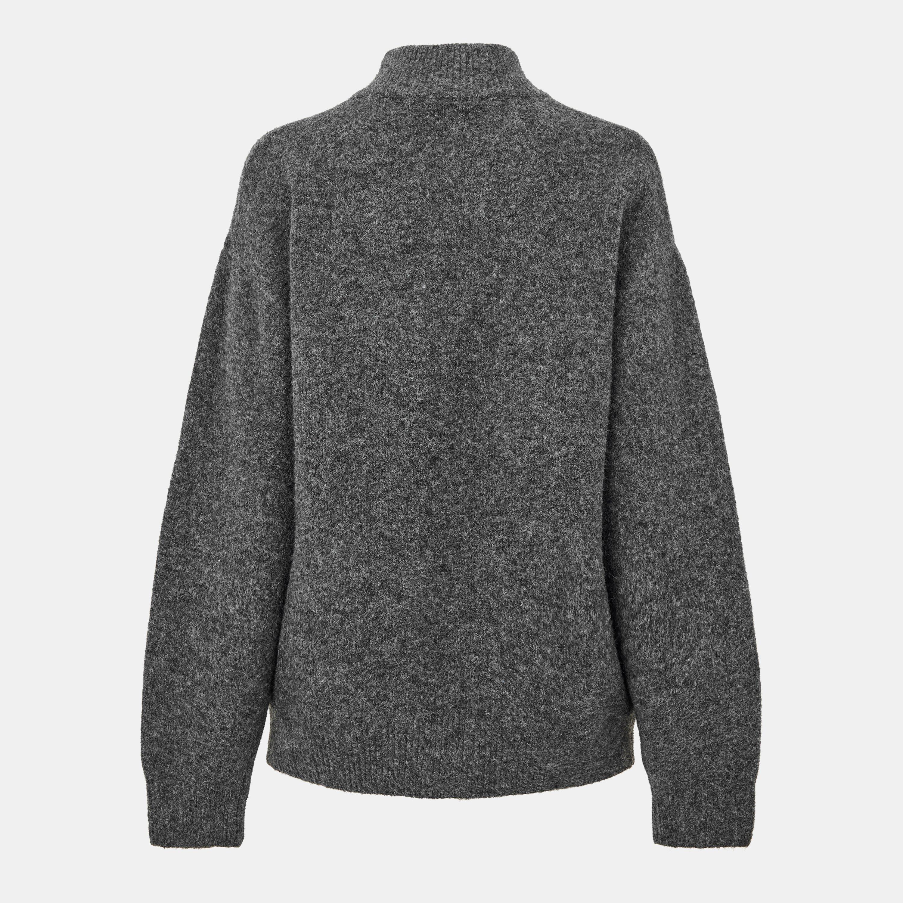 Charcoal - The Couture Club - Womens Fluffy Knit Zip-Through - 2