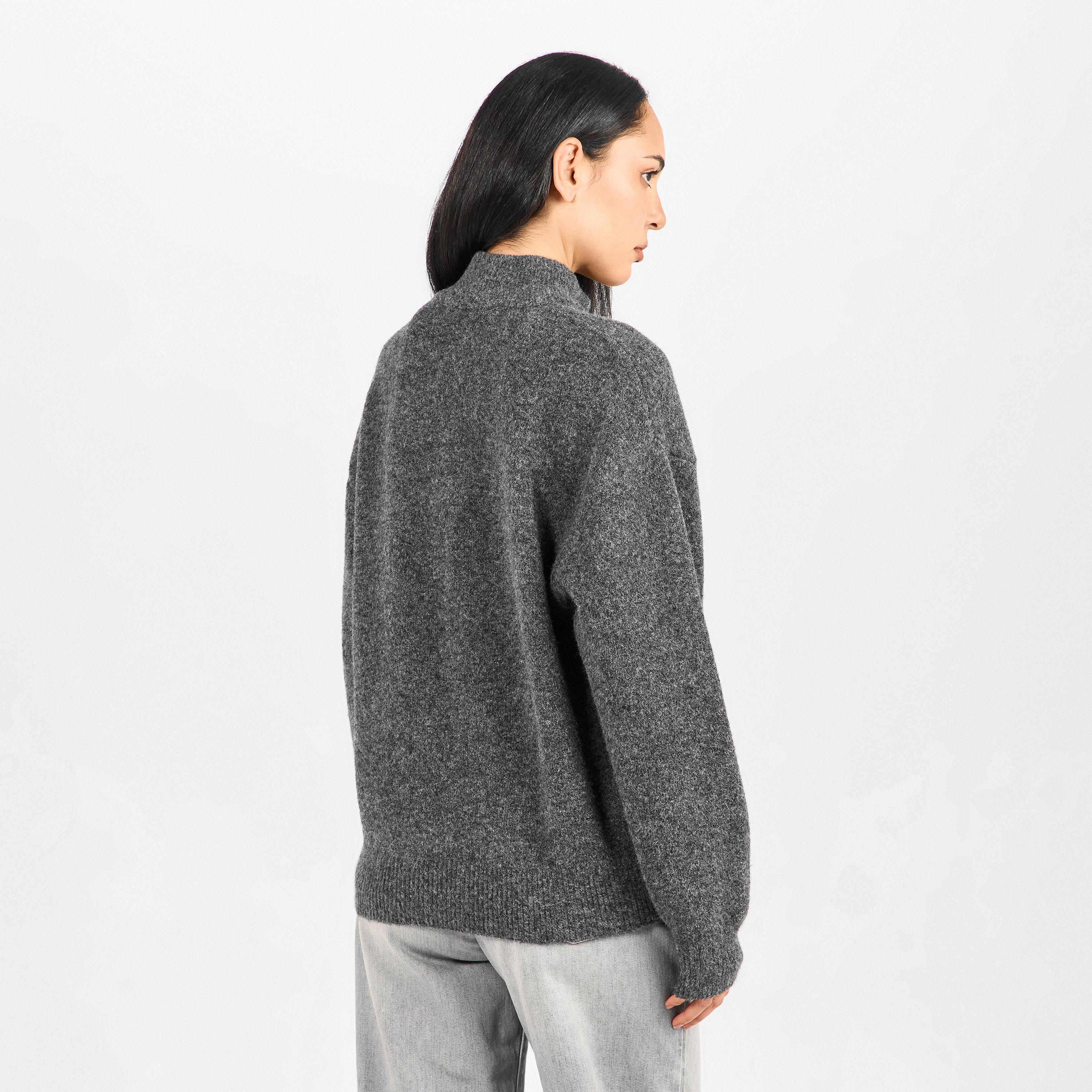 Charcoal - The Couture Club - Womens Fluffy Knit Zip-Through - 4