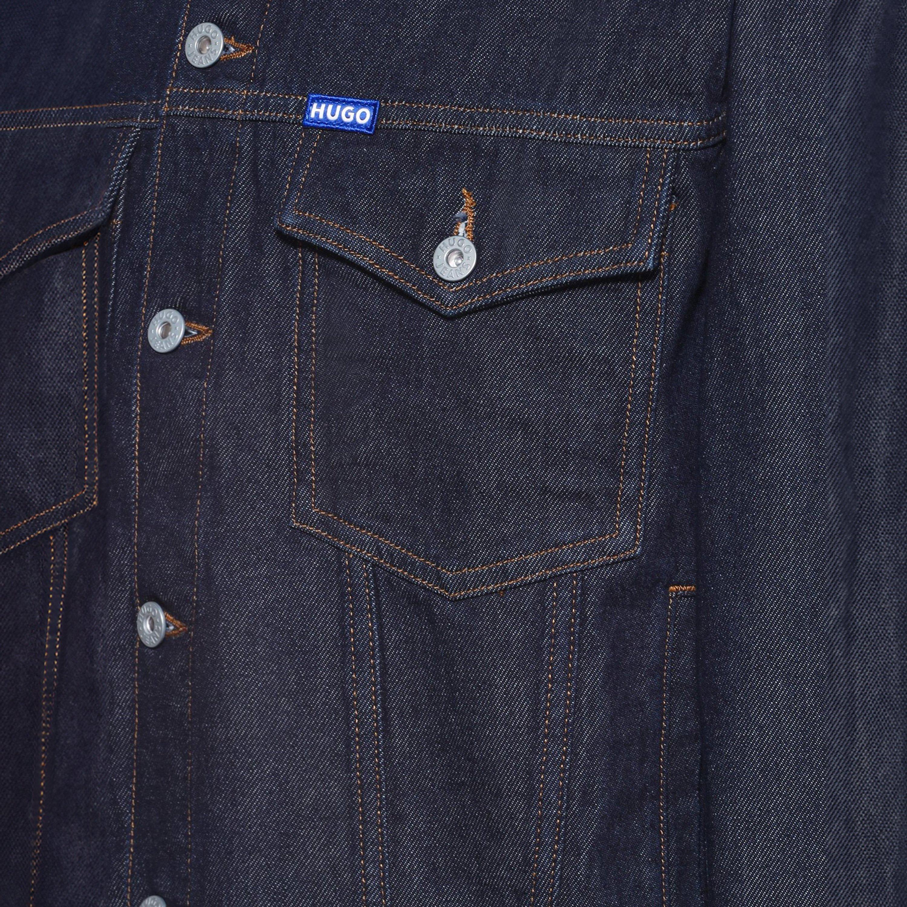 Dark Blue 401 - Hugo - Men's Dex  Cotton Long Sleeve Denim Jacket - 3