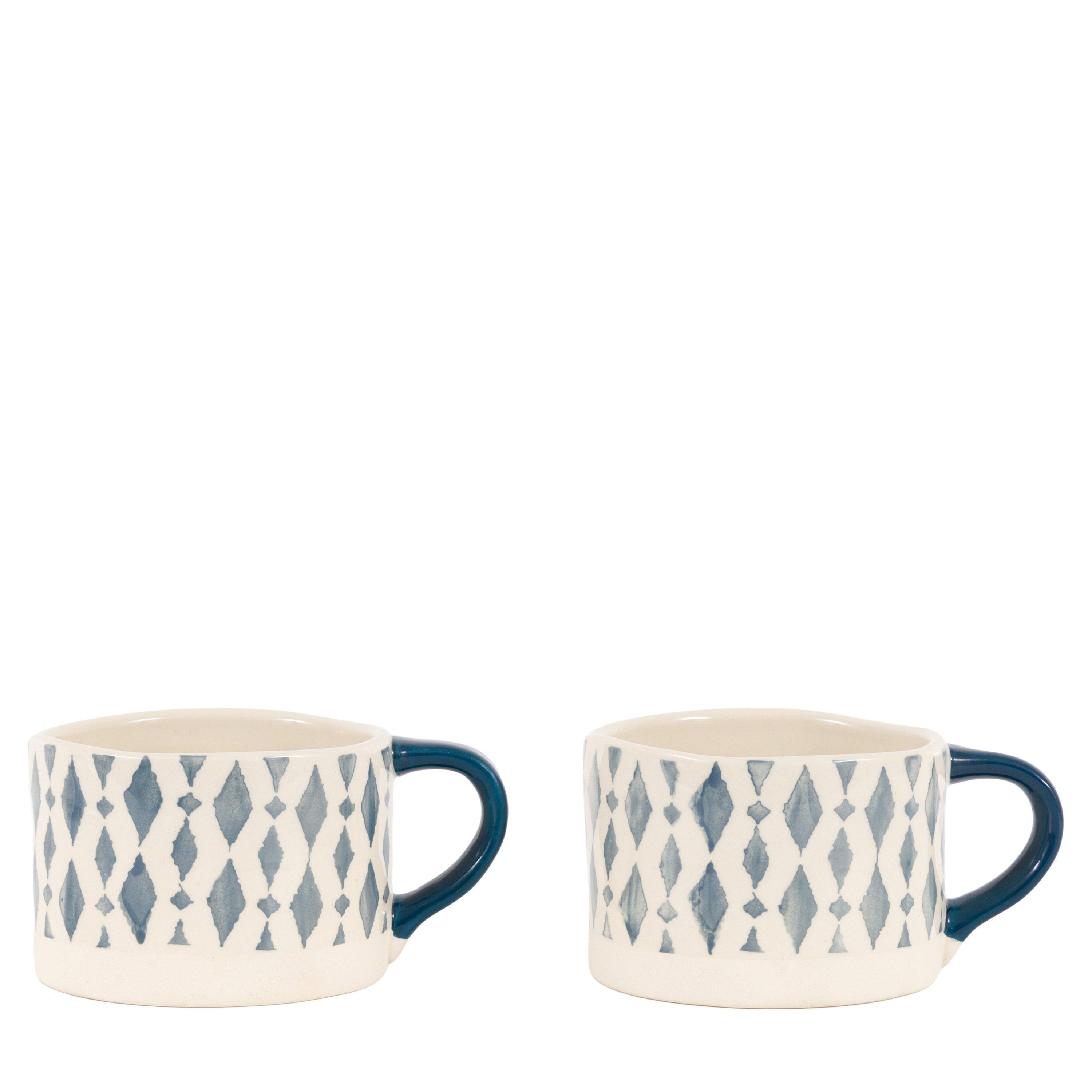 Blue - Gallery - Ikat Diamond Print Mugs Blue (4pk)