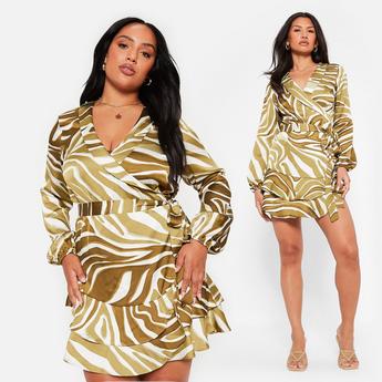 I Saw It First ISAWITFIRST Printed Wrap Front Mini Dress