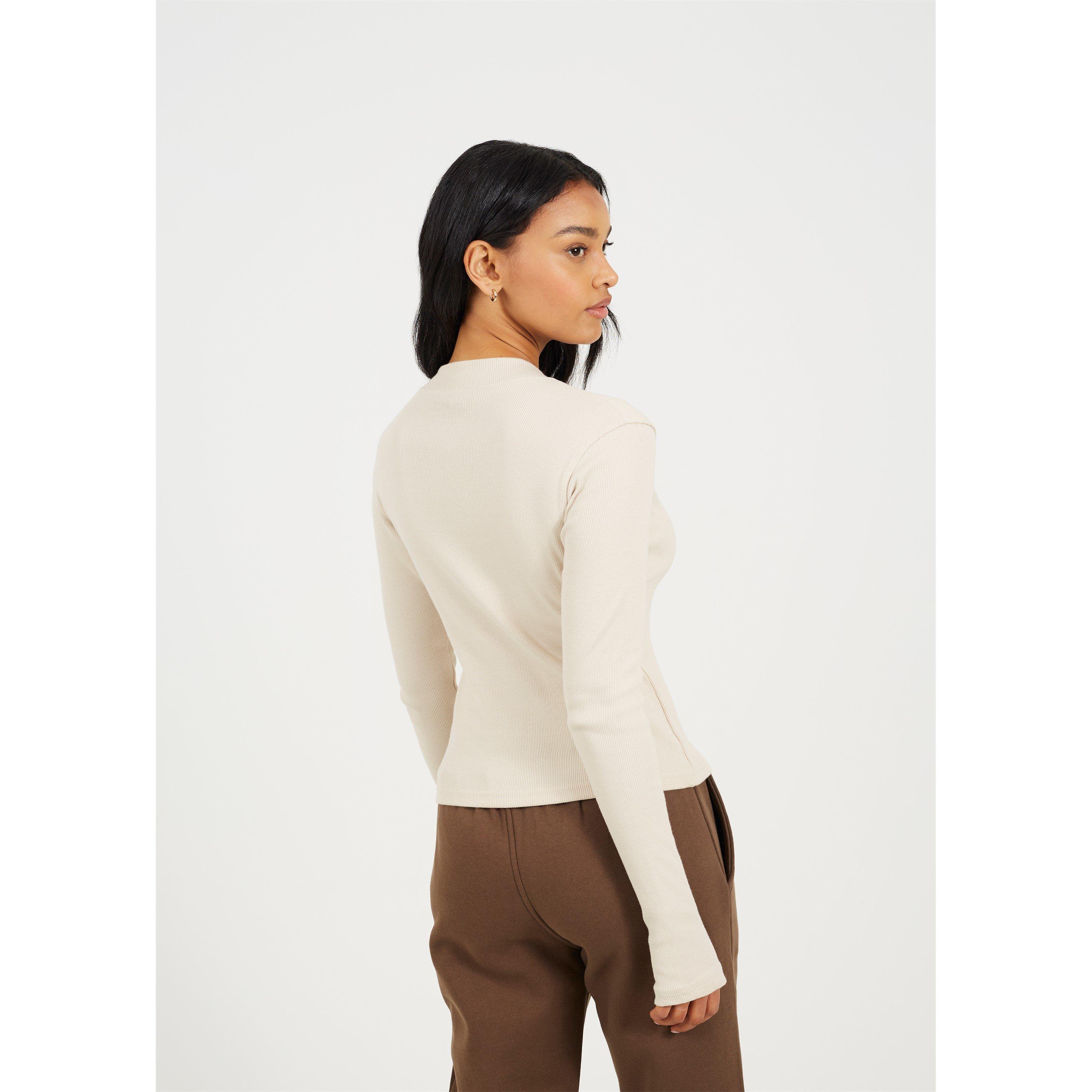 Good For Nothing | Ribbed Zip Top Cream | Vollständig durchgehende