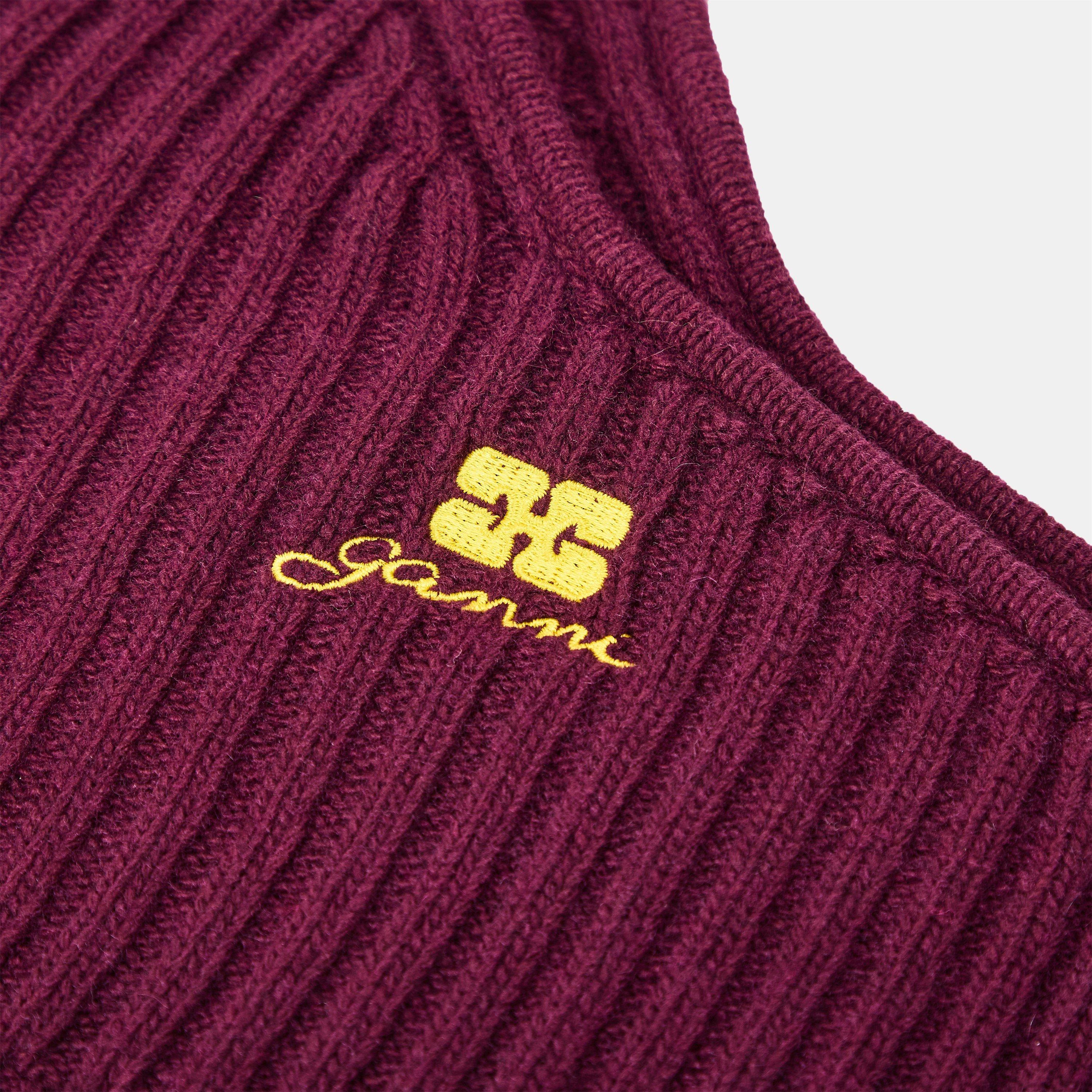 Burgundy - Ganni - Ganni Knt Balaclava Ld62 - 3