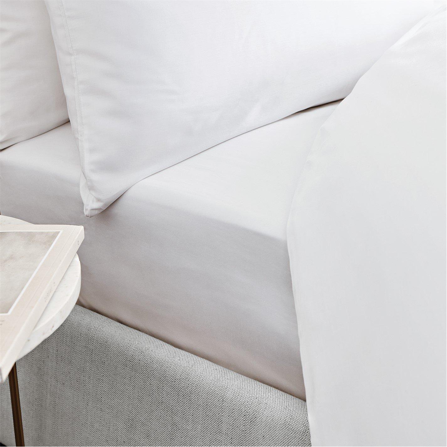 White - Frasers Home - 400 Thread Count Cotton Sateen Fitted Sheet - 2