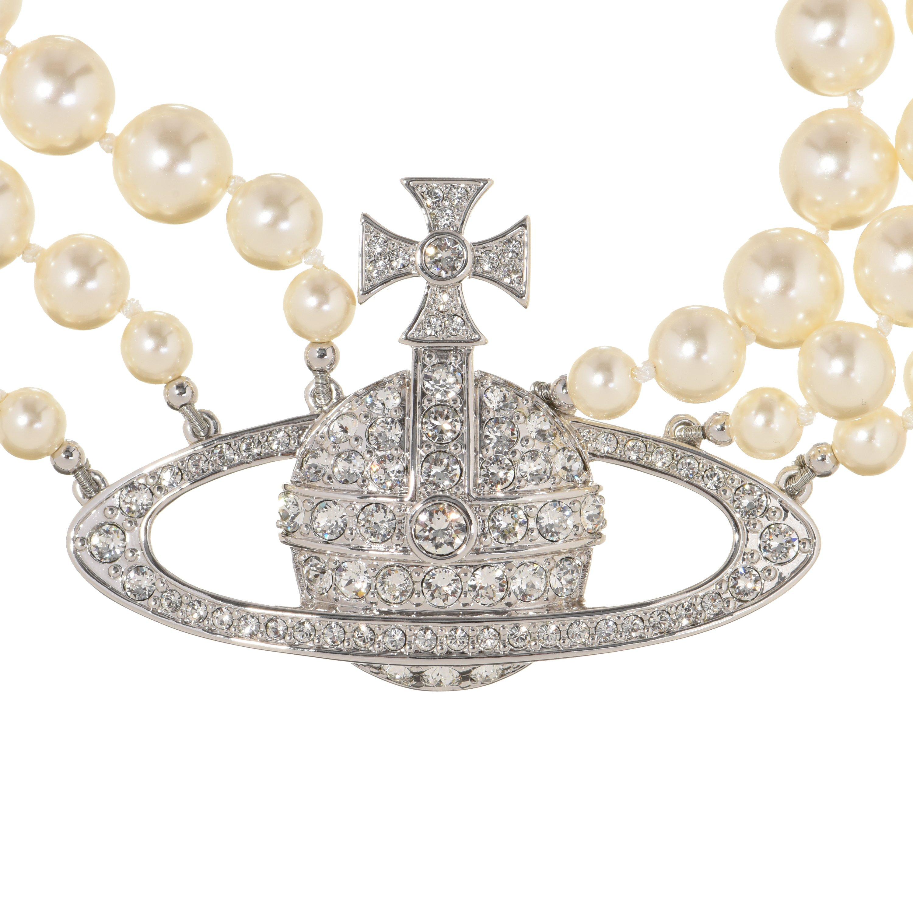 Plat/Pear P127 - Vivienne Westwood - 3 Row Pearl Bas Relief Choker - 2