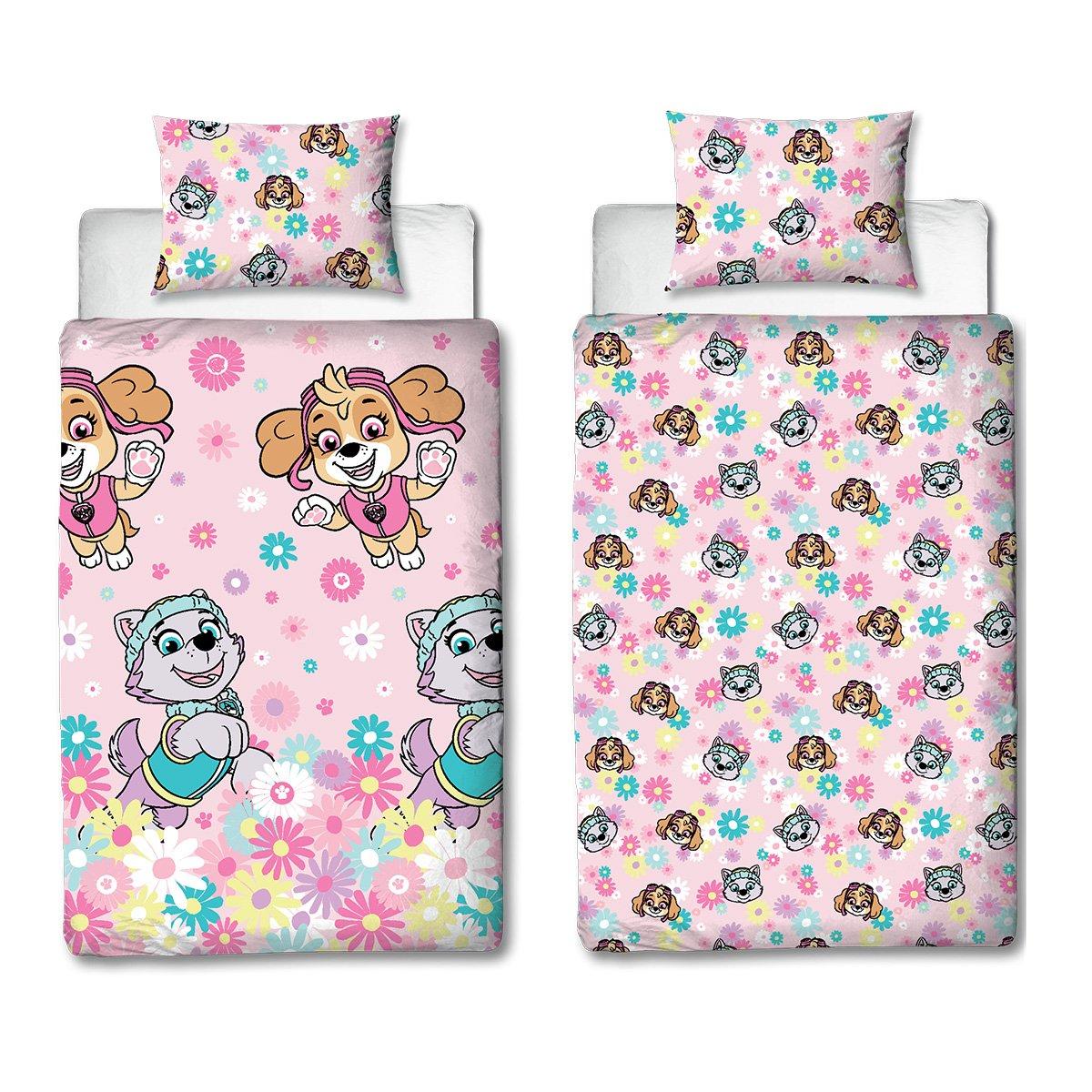 Lyserød - Paw Patrol - Patrol Flowers Single Rotary Duvet - 4