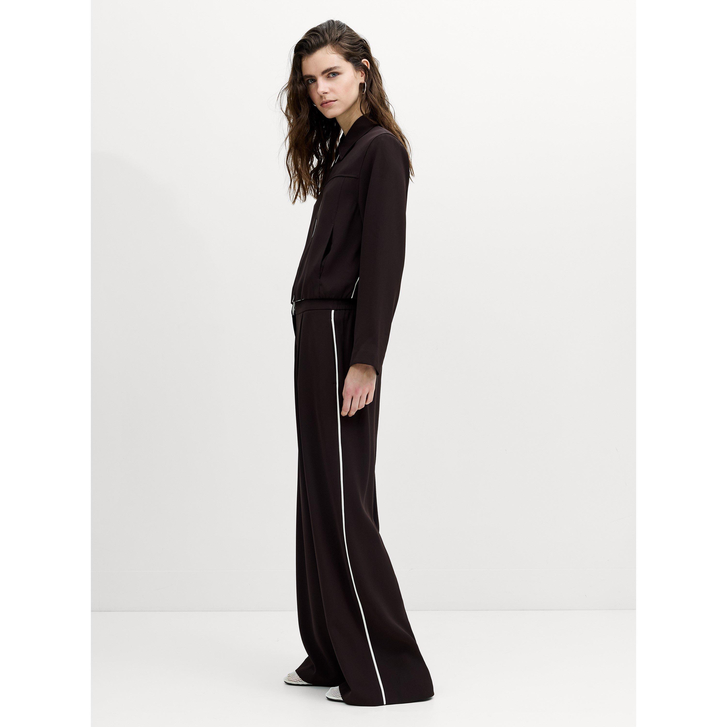 305-MOCH/PORC - French Connection - Women's Vinnie Suiting Full-Zip Long-Sleeve Cropped Fleece Top - 4