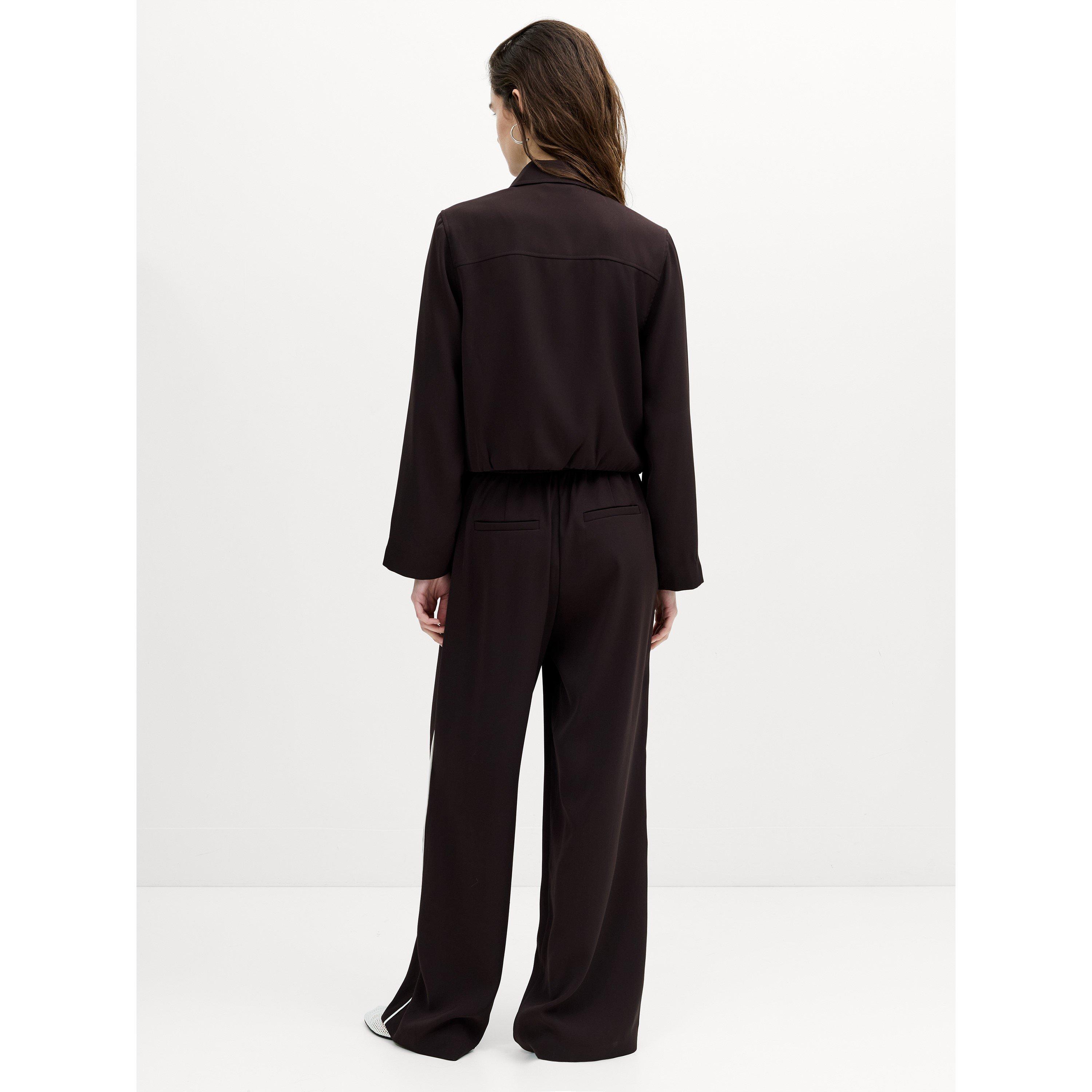 305-MOCH/PORC - French Connection - Women's Vinnie Suiting Full-Zip Long-Sleeve Cropped Fleece Top - 5