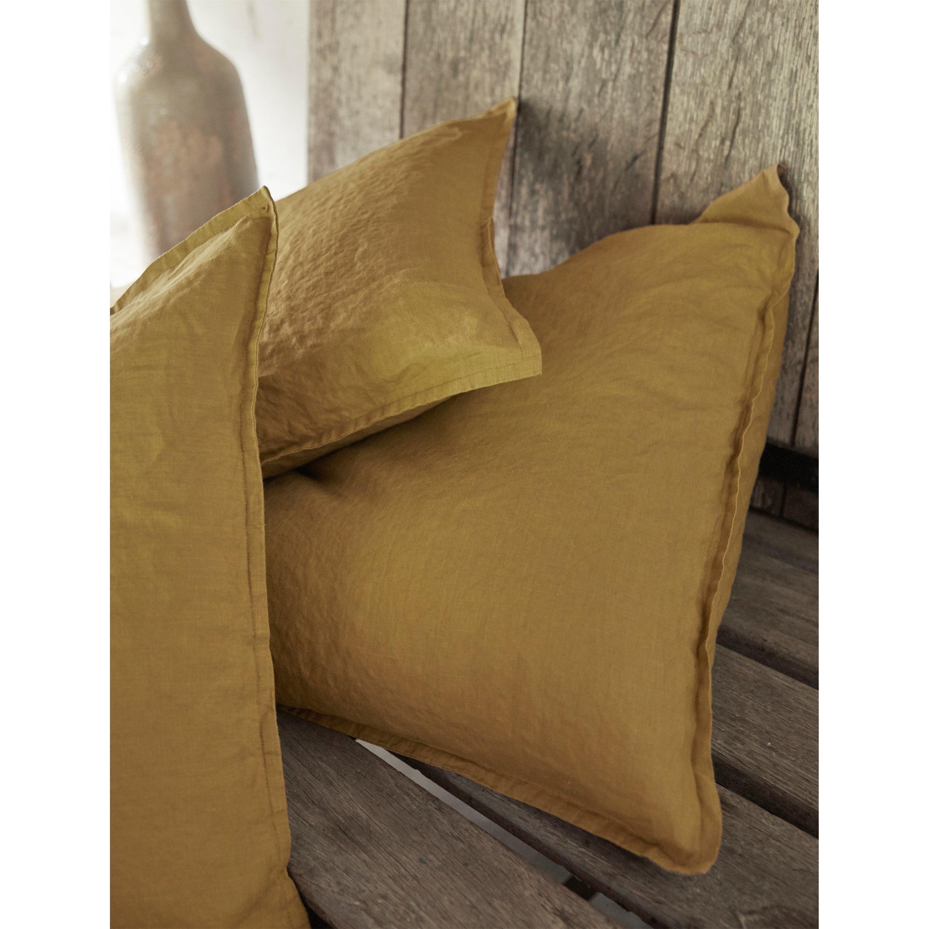 Yellow Sienna - Alexandre Turpault - Alexandreturpault Nouvelle Vague Washed Linen Oxford Pillowcase - 3