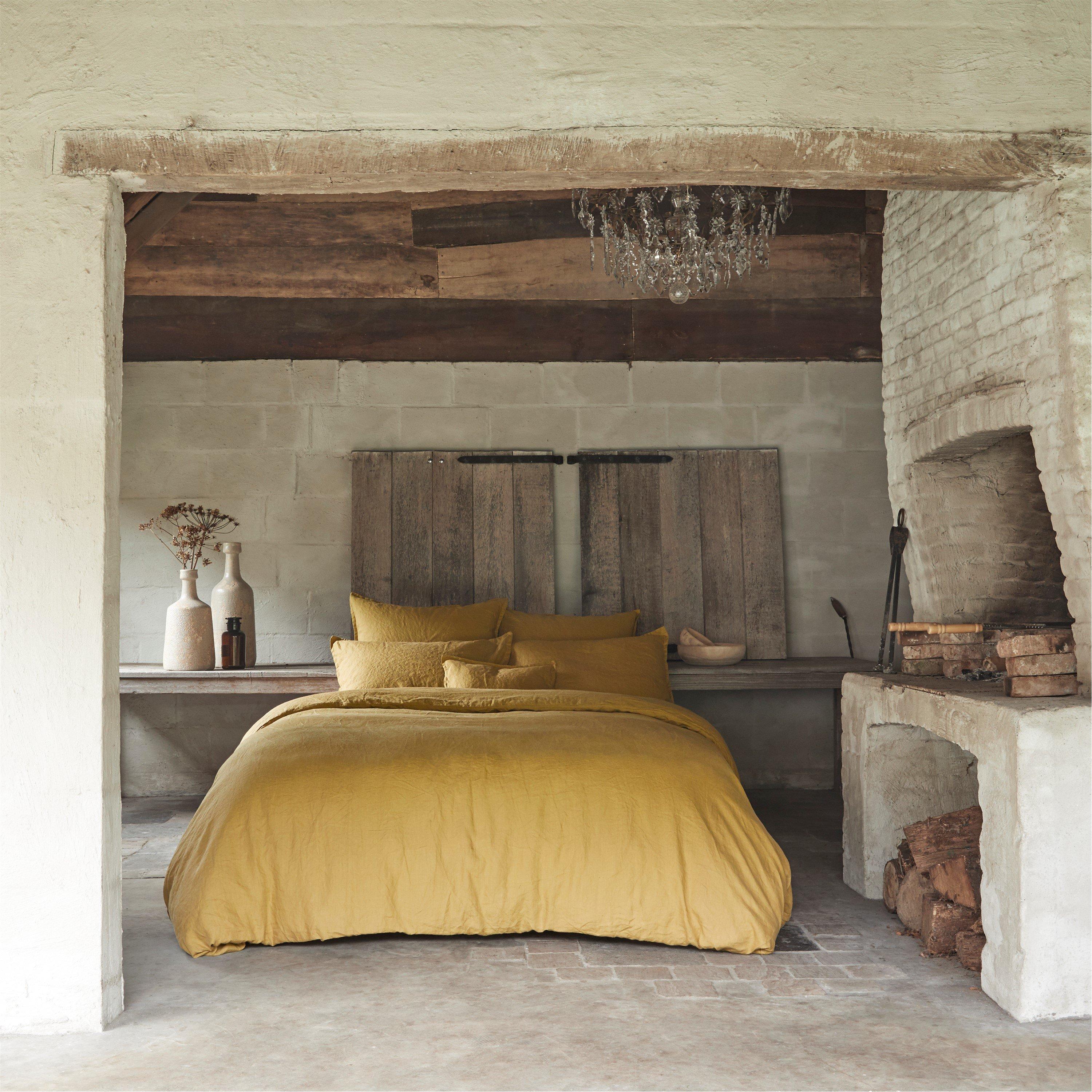 Yellow Sienna - Alexandre Turpault - Alexandreturpault Nouvelle Vague Washed Linen Oxford Pillowcase - 4