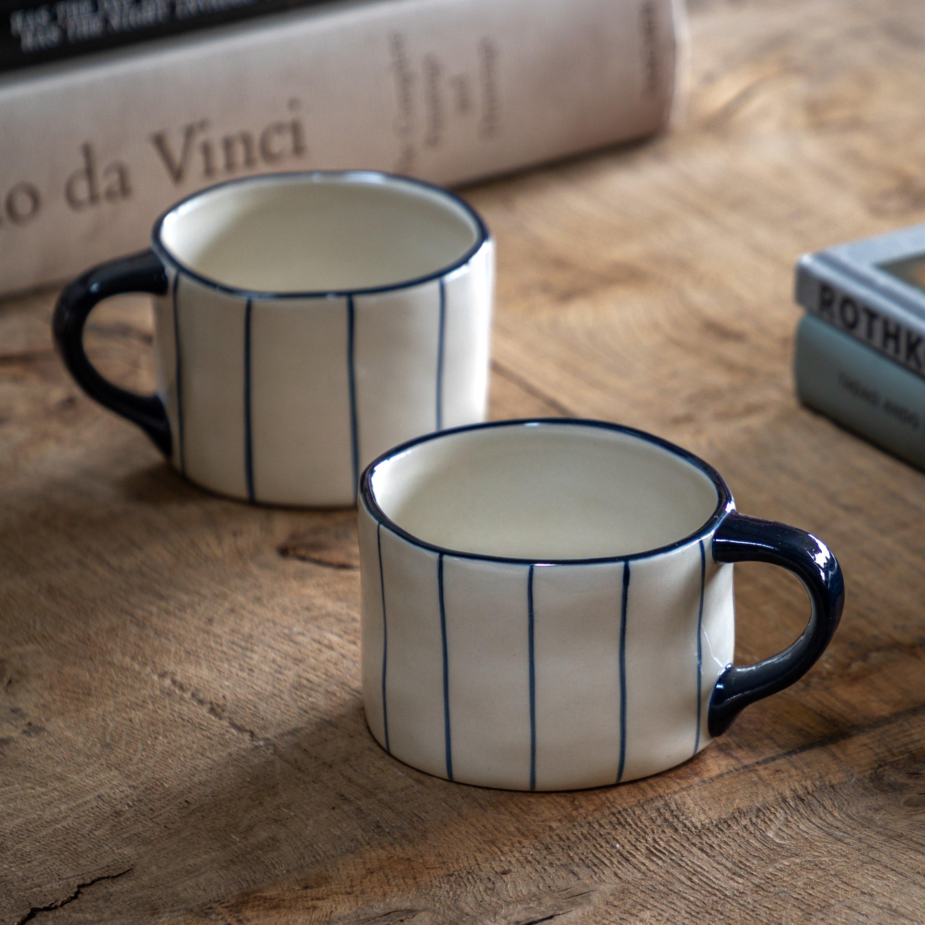 Gallery  Organic Stripe Mug (4Pk) Blue