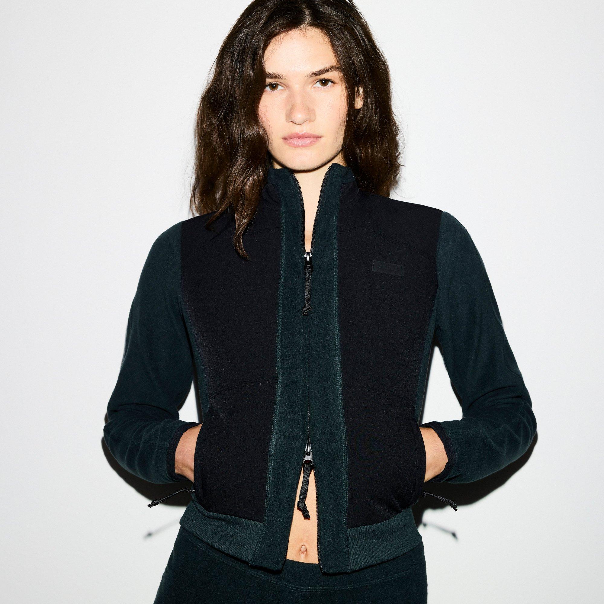 Dark Teal - SKIMS - Women’s Outdoor Fleece Fitted Jacket - 4