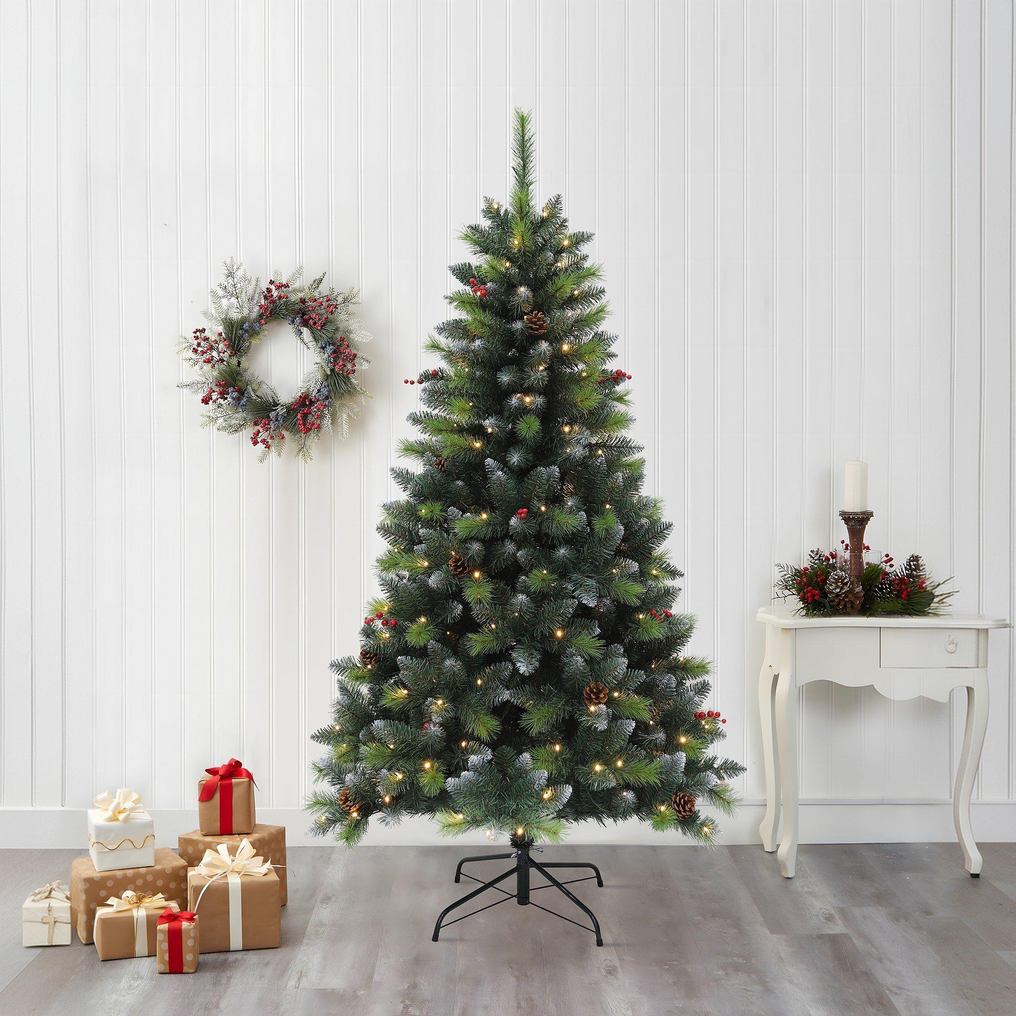 The Spirit Of Christmas 6ft Pre Lit Cones and Berries Christmas Tree