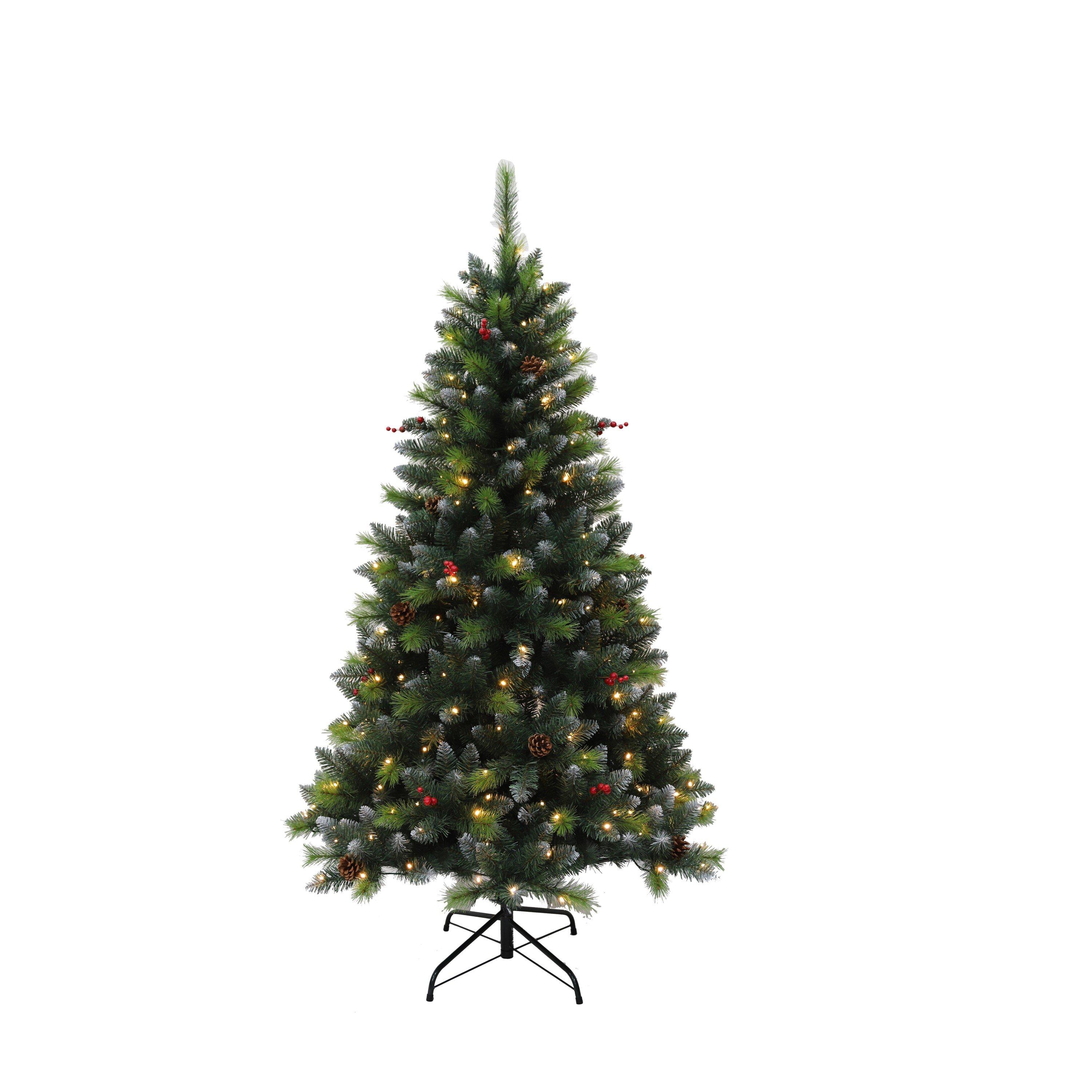 Green - The Spirit Of Christmas - 6ft Pre Lit Cones and Berries Christmas Tree - 2