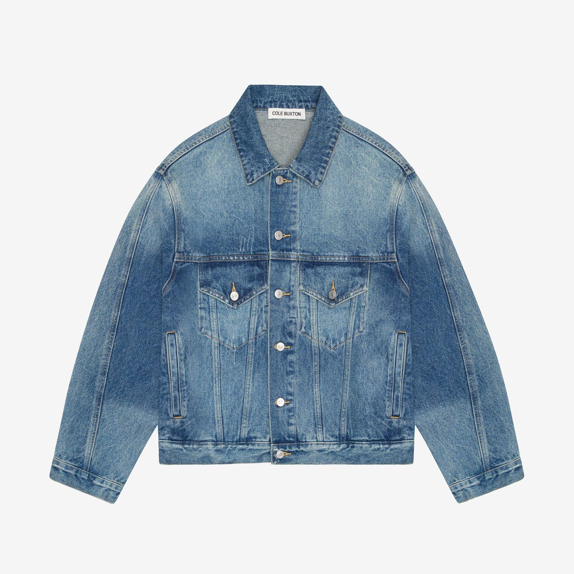 Men's Cropped Long Sleeve Denim Jacket