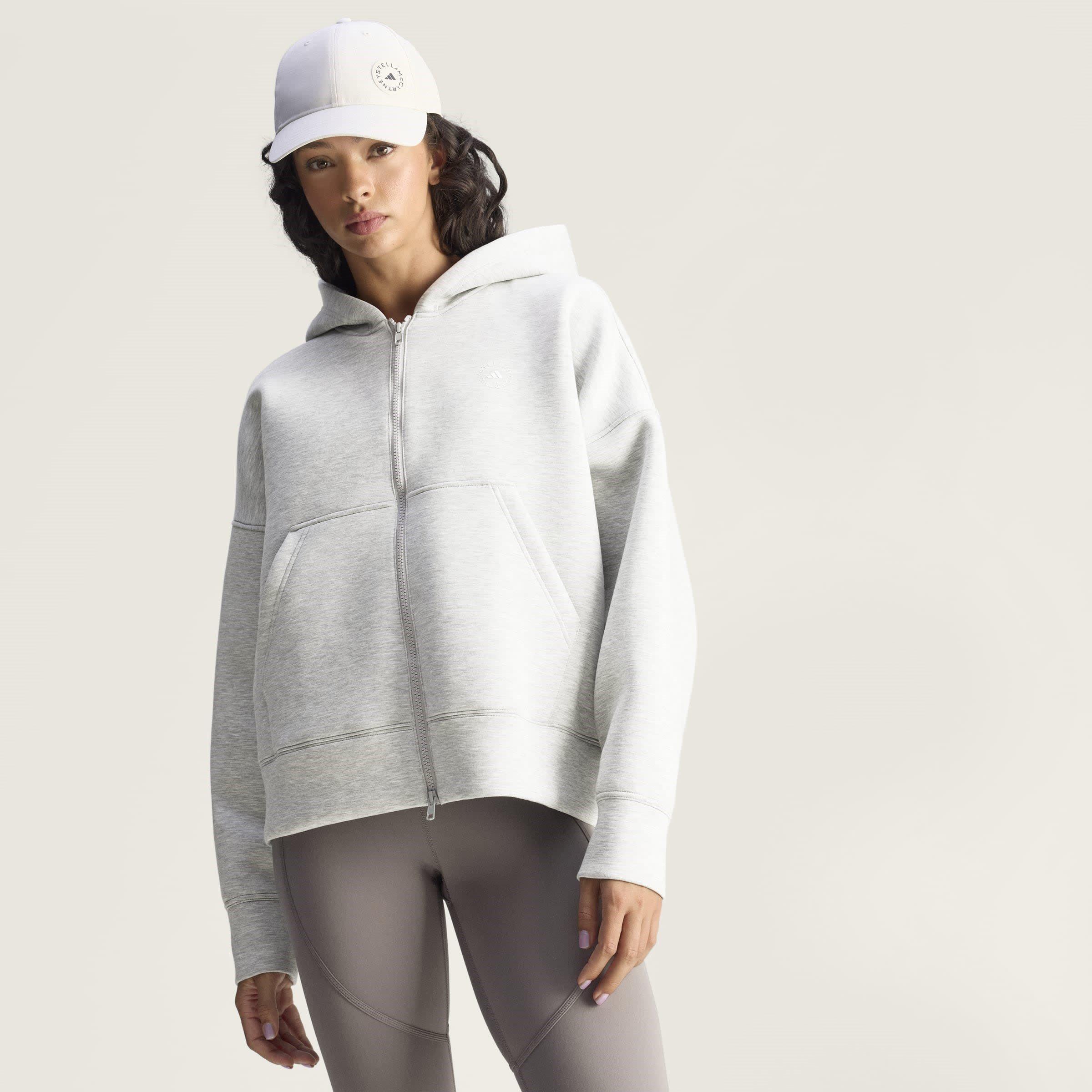 Grey Heather - adidas by Stella McCartney - Women's Full Zip Fleece Top - 3