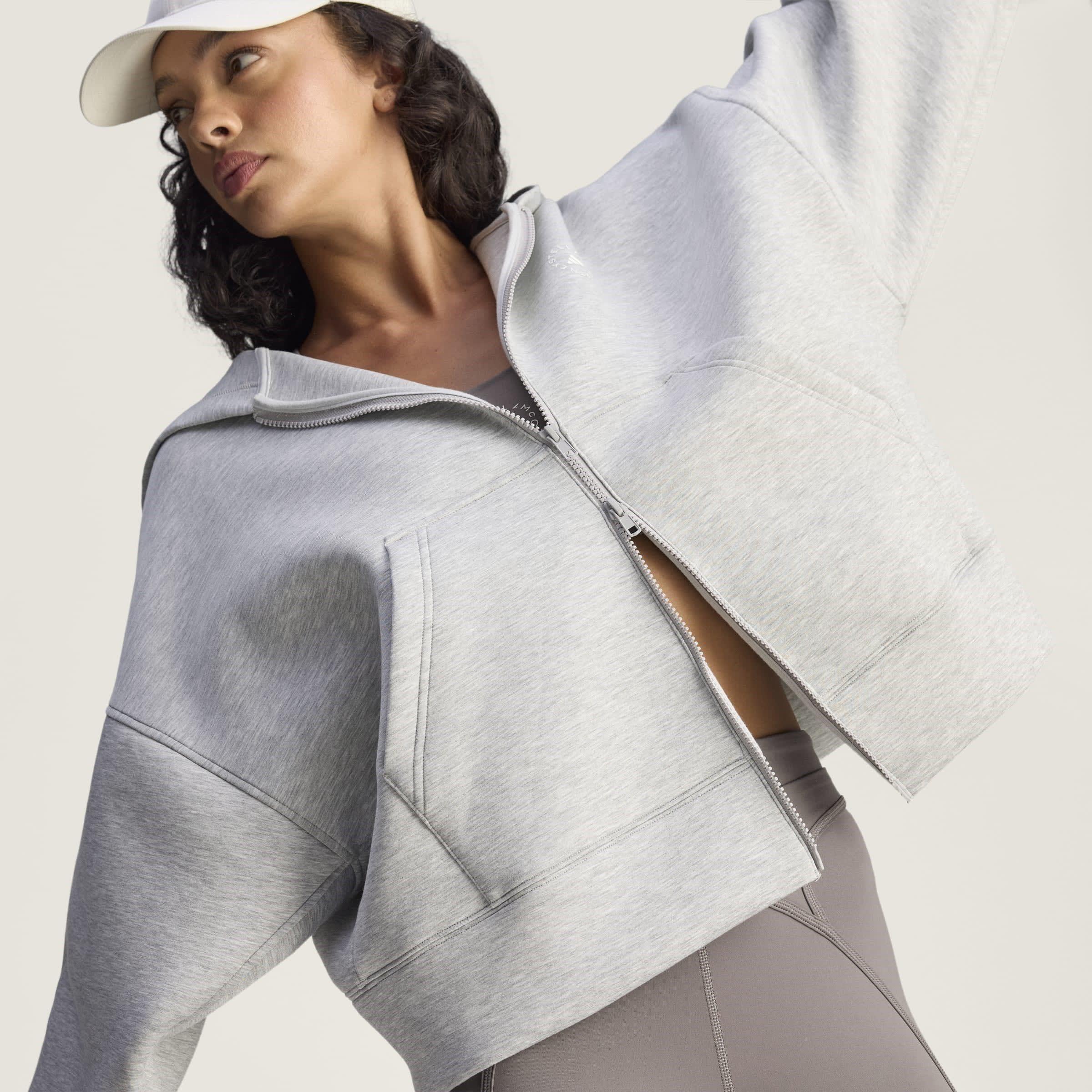 Grey Heather - adidas by Stella McCartney - Women's Full Zip Fleece Top - 9