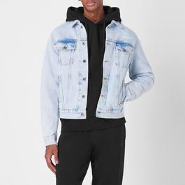 Off White Men's Diagonal Tab Jacket, Large Diagonal Print Denim