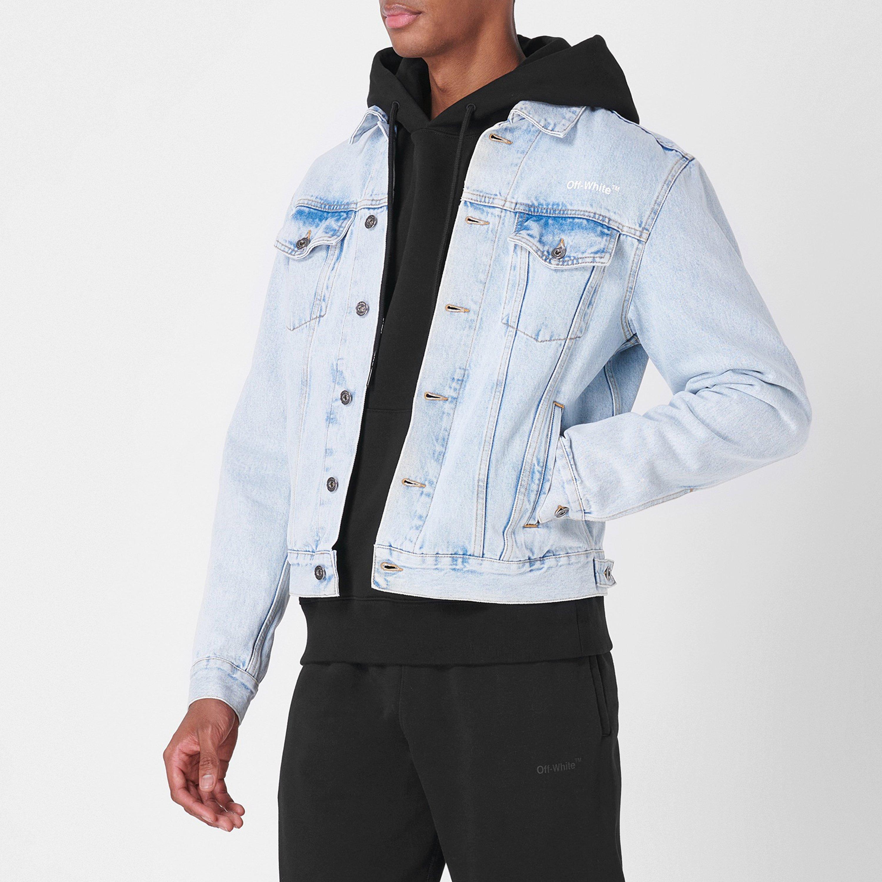 Blue 4001 - Off White - Men's Diagonal Tab Jacket, Large Diagonal Print Denim - 2