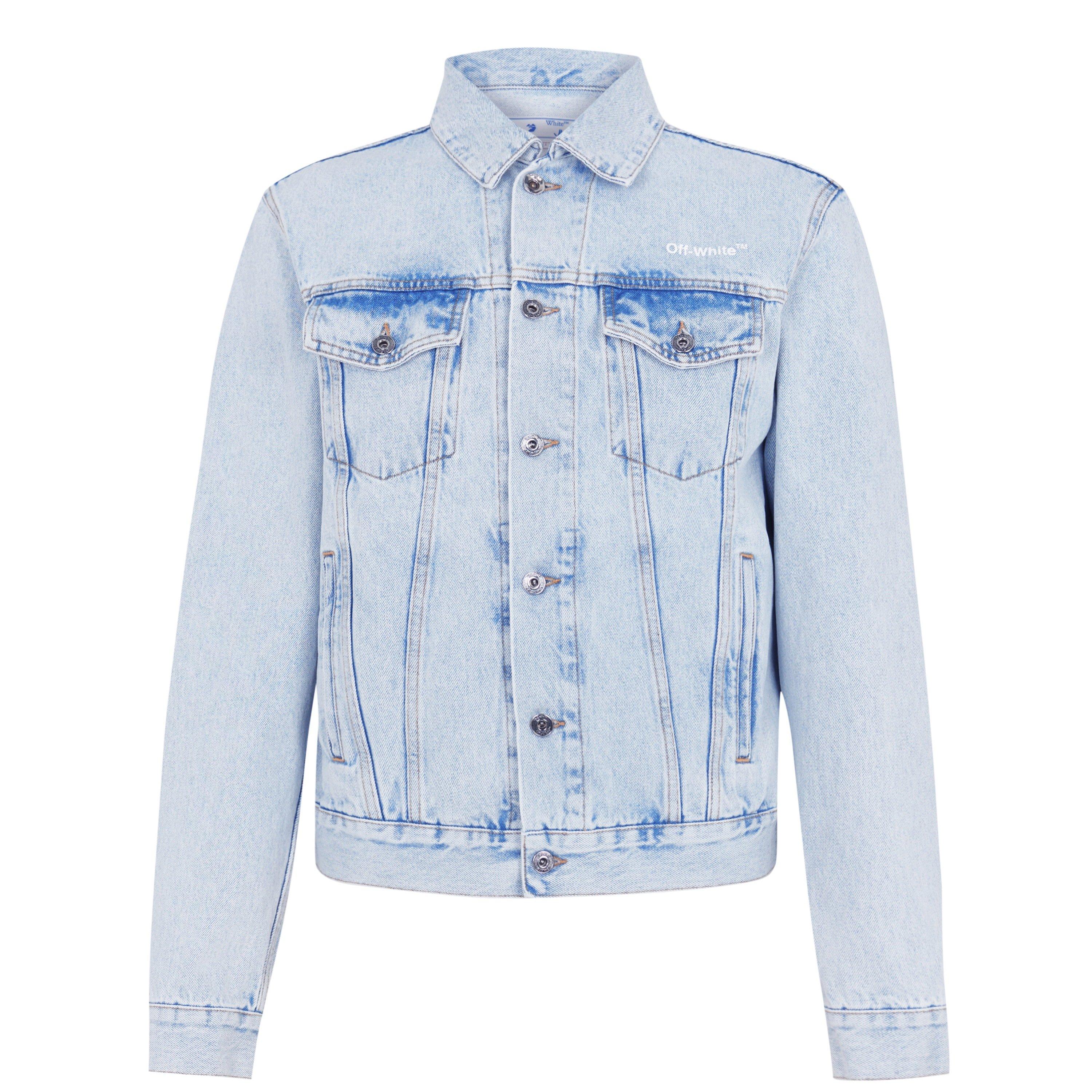 Blue 4001 - Off White - Men's Diagonal Tab Jacket, Large Diagonal Print Denim - 7