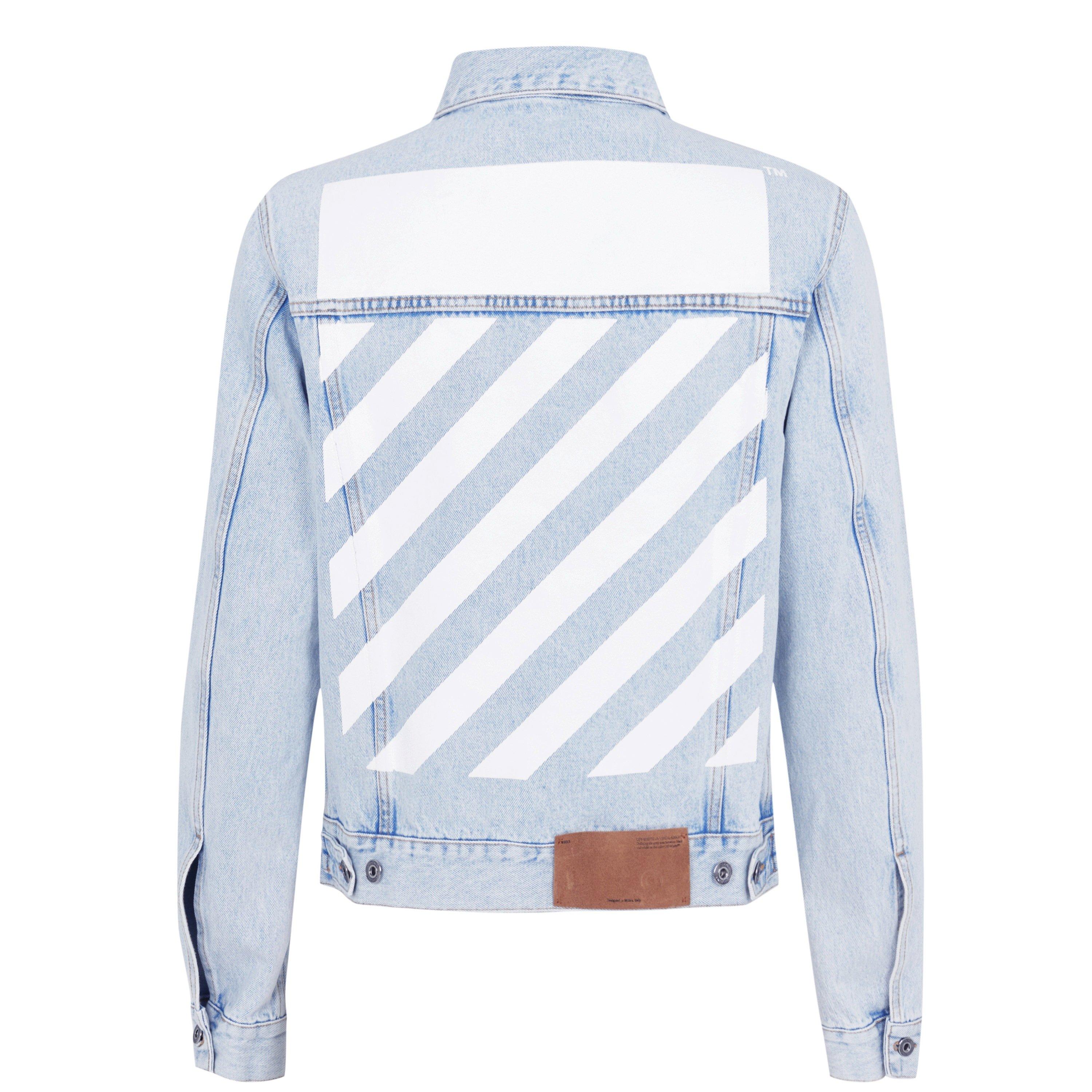 Blue 4001 - Off White - Men's Diagonal Tab Jacket, Large Diagonal Print Denim - 8
