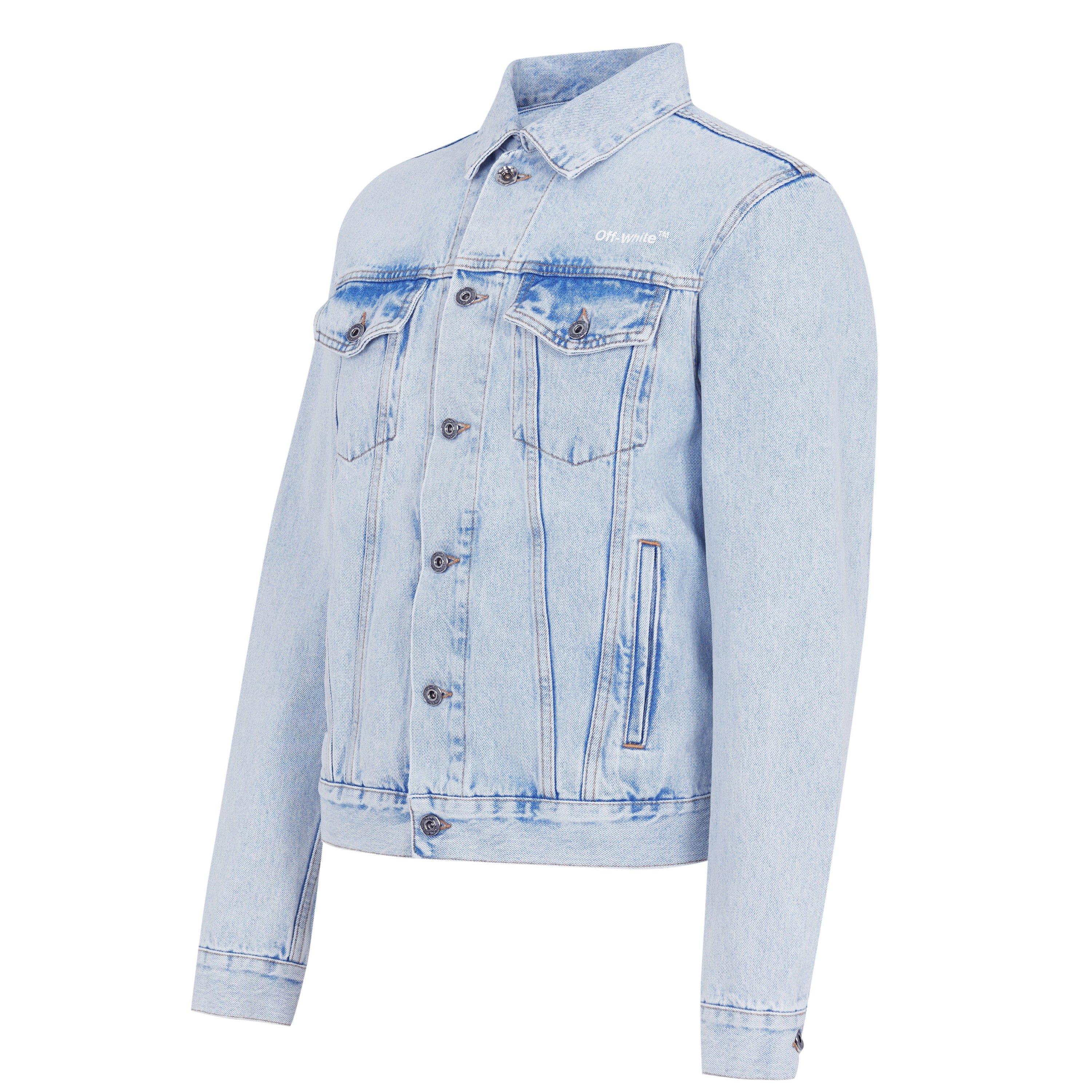 Blue 4001 - Off White - Men's Diagonal Tab Jacket, Large Diagonal Print Denim - 9
