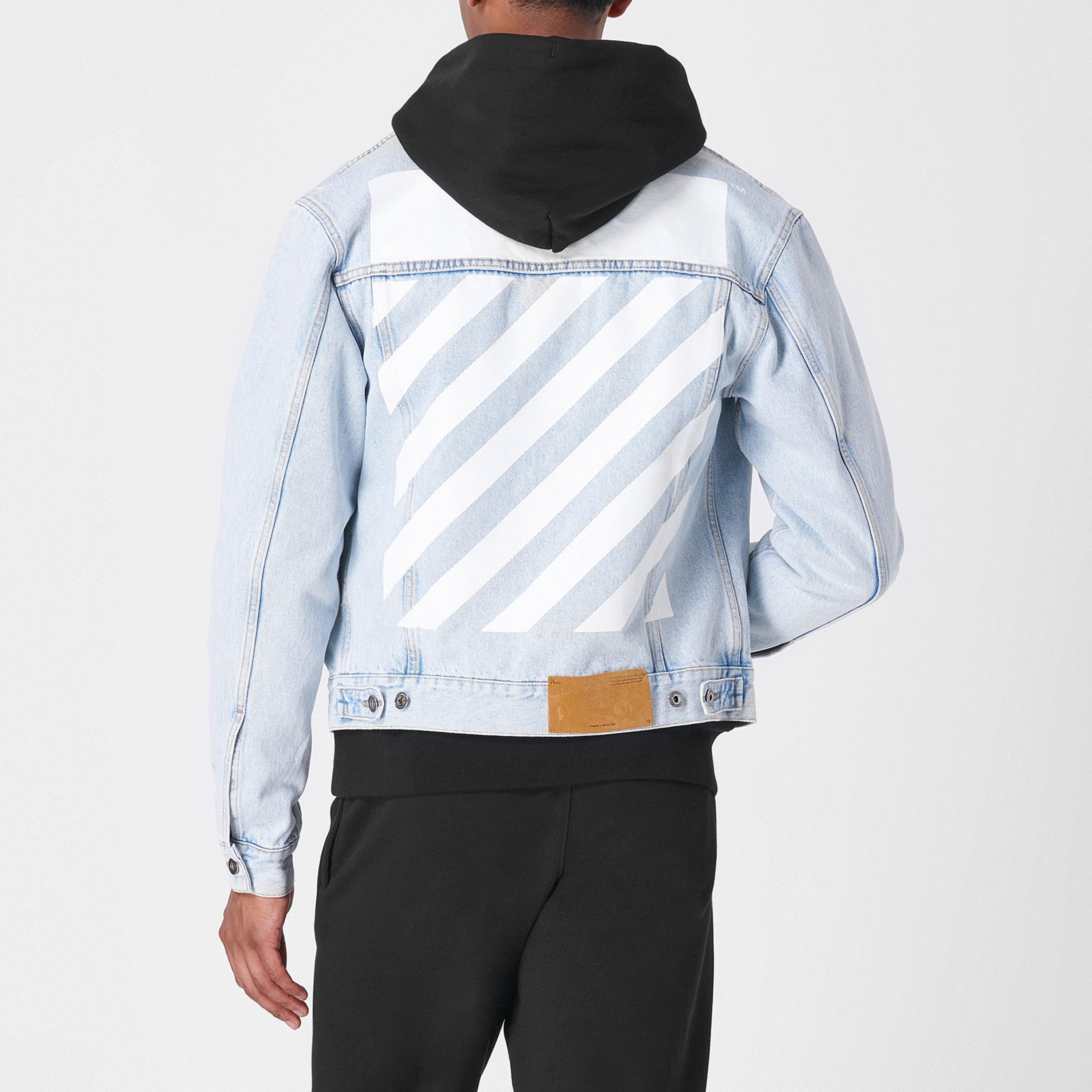 Blue 4001 - Off White - Men's Diagonal Tab Jacket, Large Diagonal Print Denim - 3