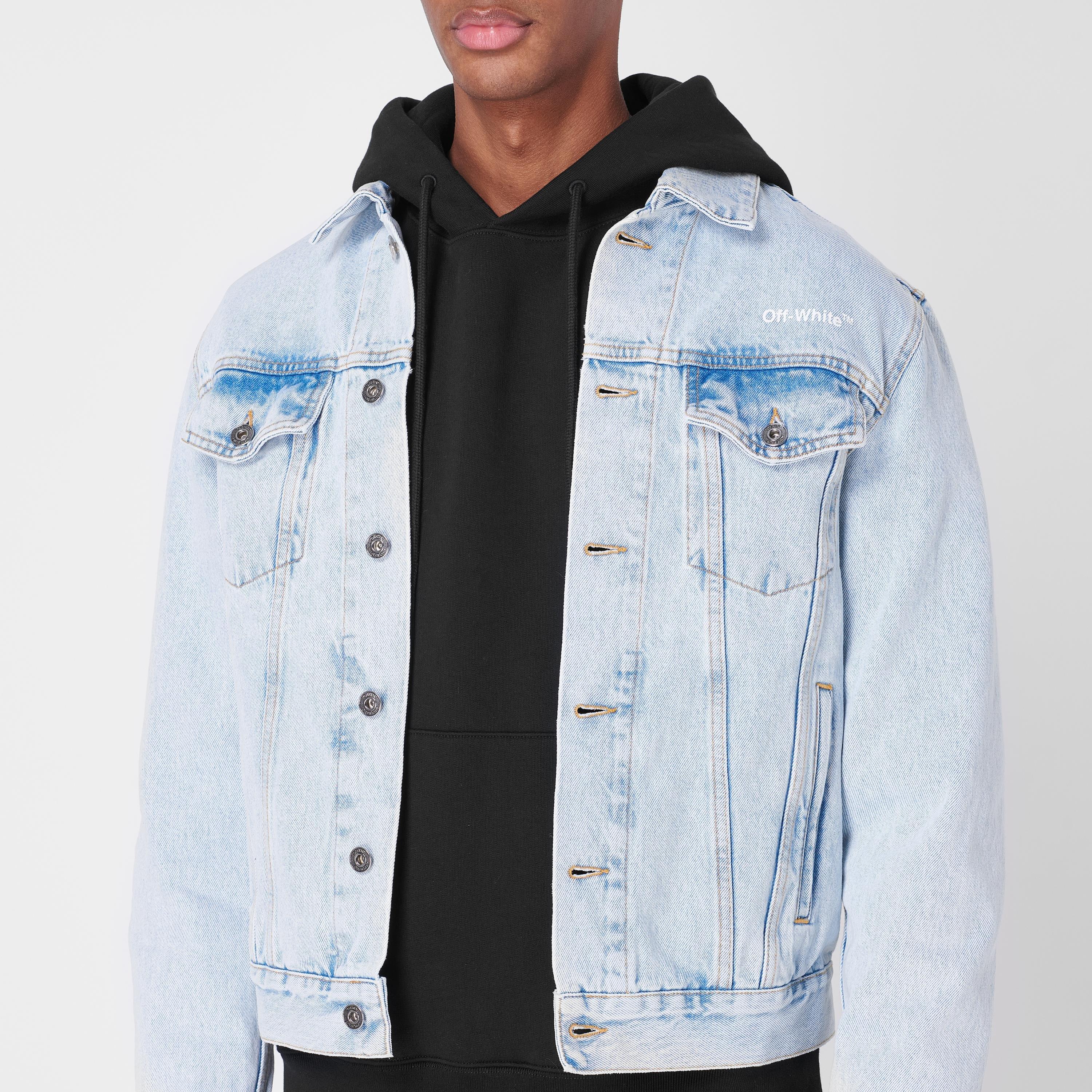 Blue 4001 - Off White - Men's Diagonal Tab Jacket, Large Diagonal Print Denim - 6