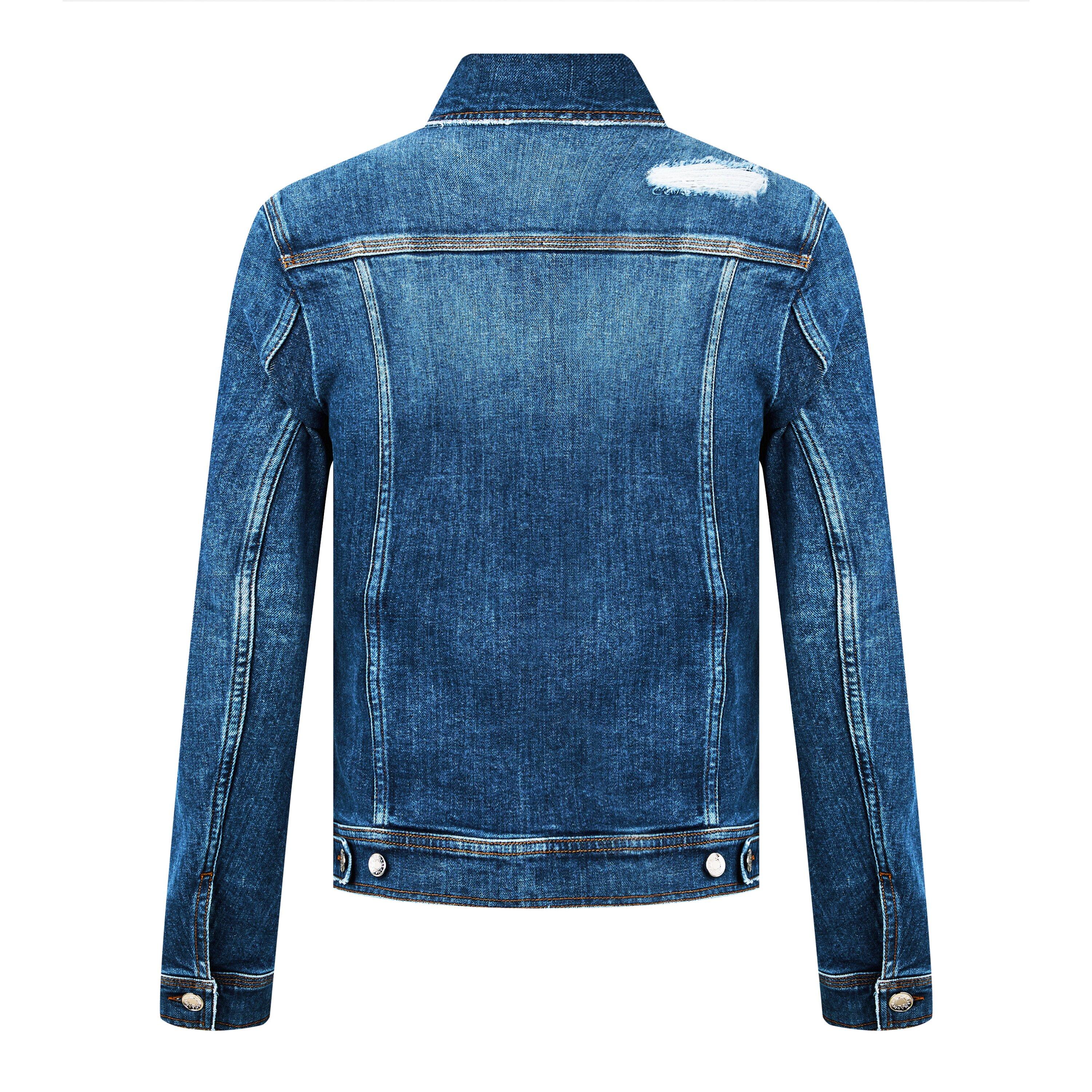 Multi - Dolce and Gabbana - Men's Distressed Cotton Long Sleeve Denim Jacket - 6