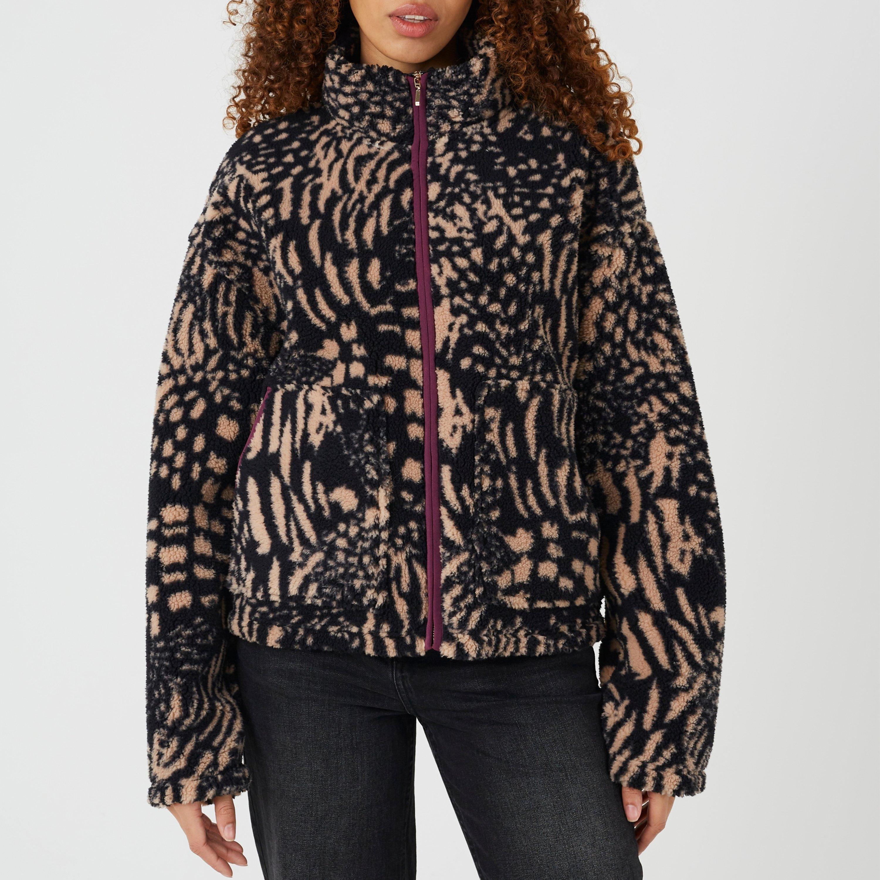 Brave Soul Women's Animal Print Fleece - Black/Beige - 10 (S)
