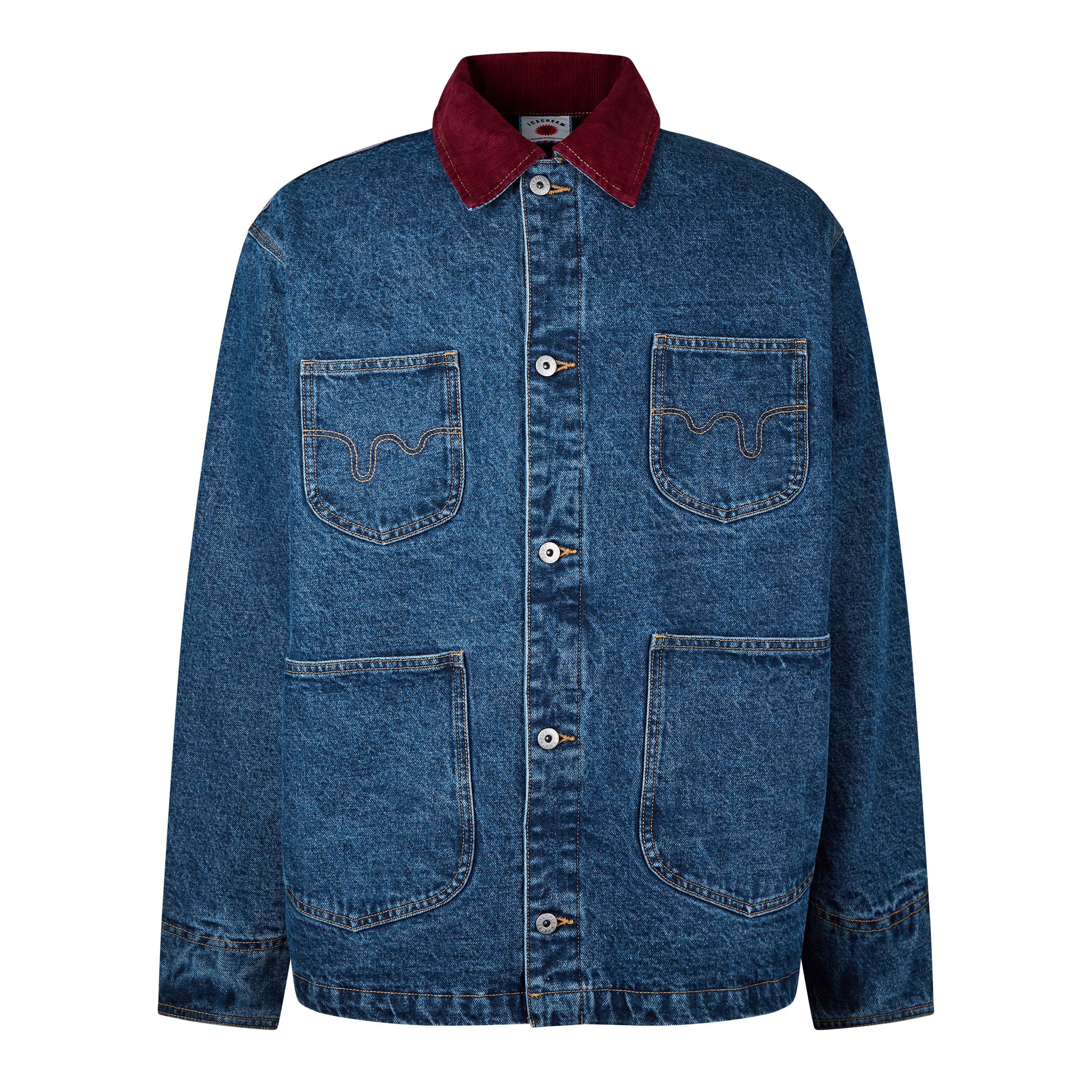 INDIGO - ICECREAM - Men's Chore Cotton Long Sleeve Denim Jacket - 7