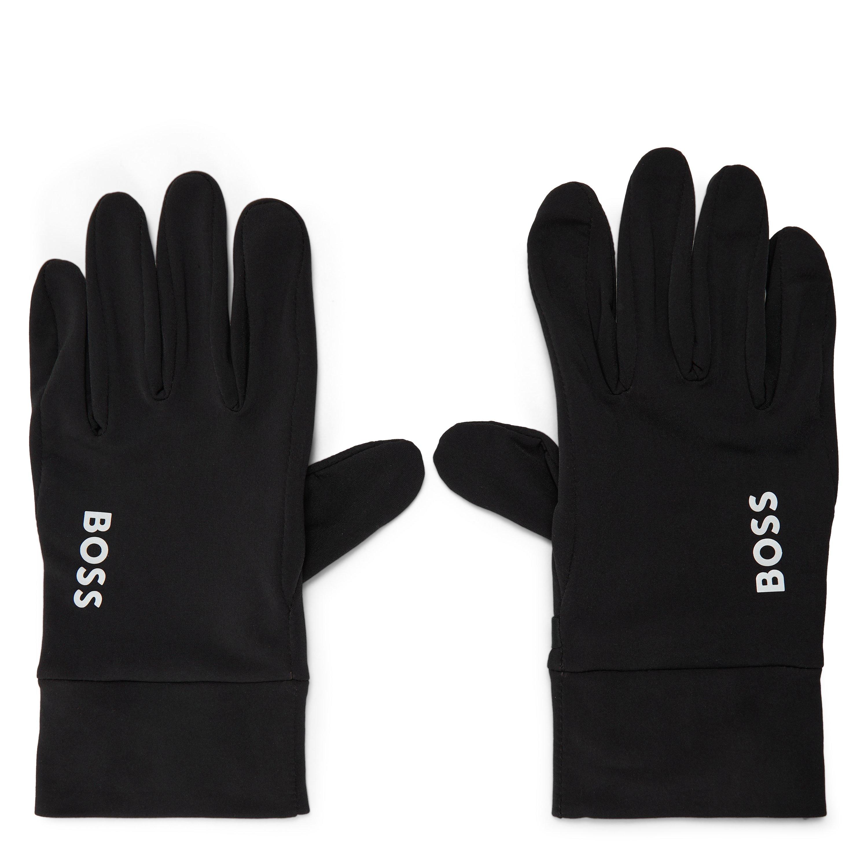 Boss Men's Black Thermal Gloves With Logo Detail - Black 001 - L