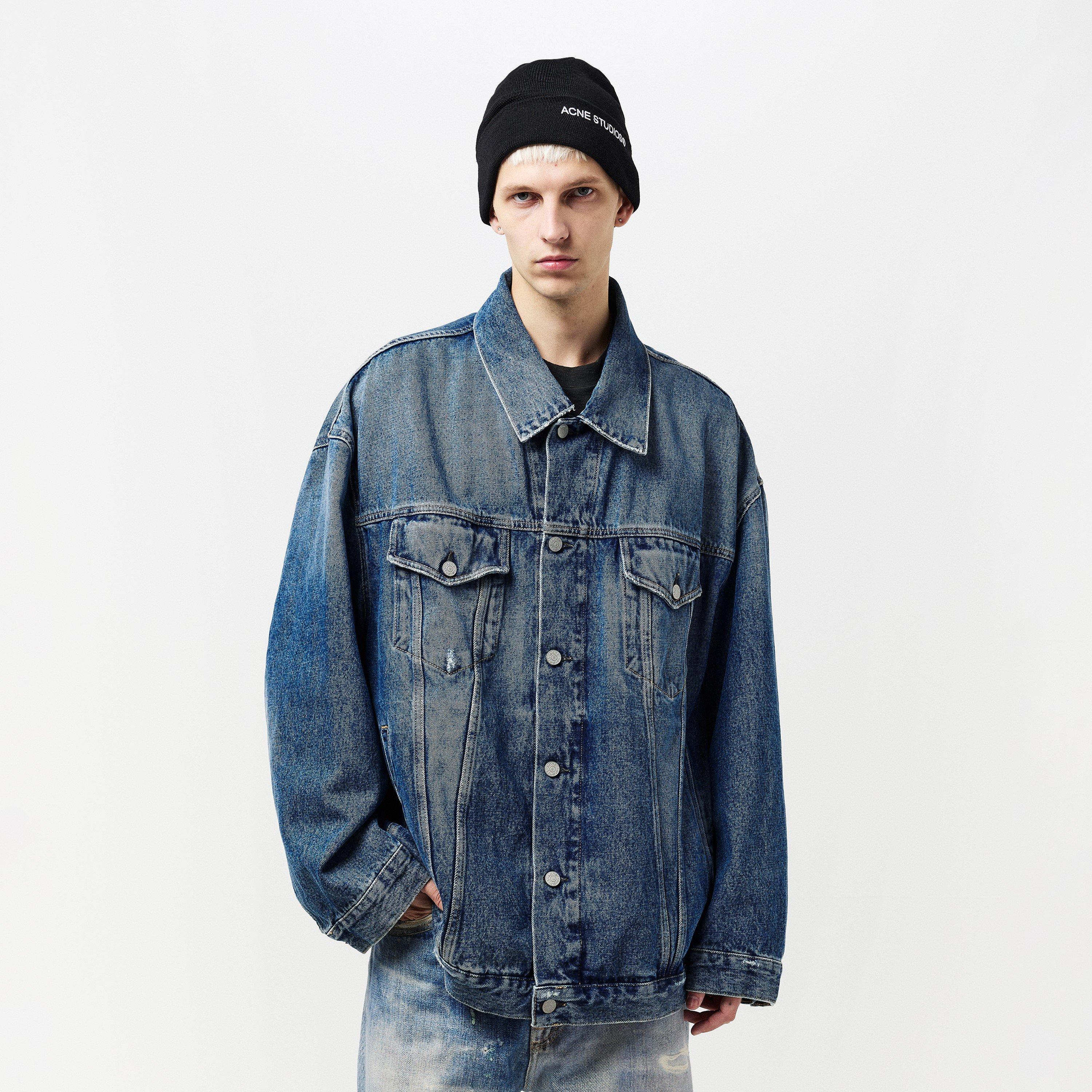 Mid Blue 863 - Acne Studios - Men's Cotton Long Sleeve Oversized Fit Denim Jacket - 3