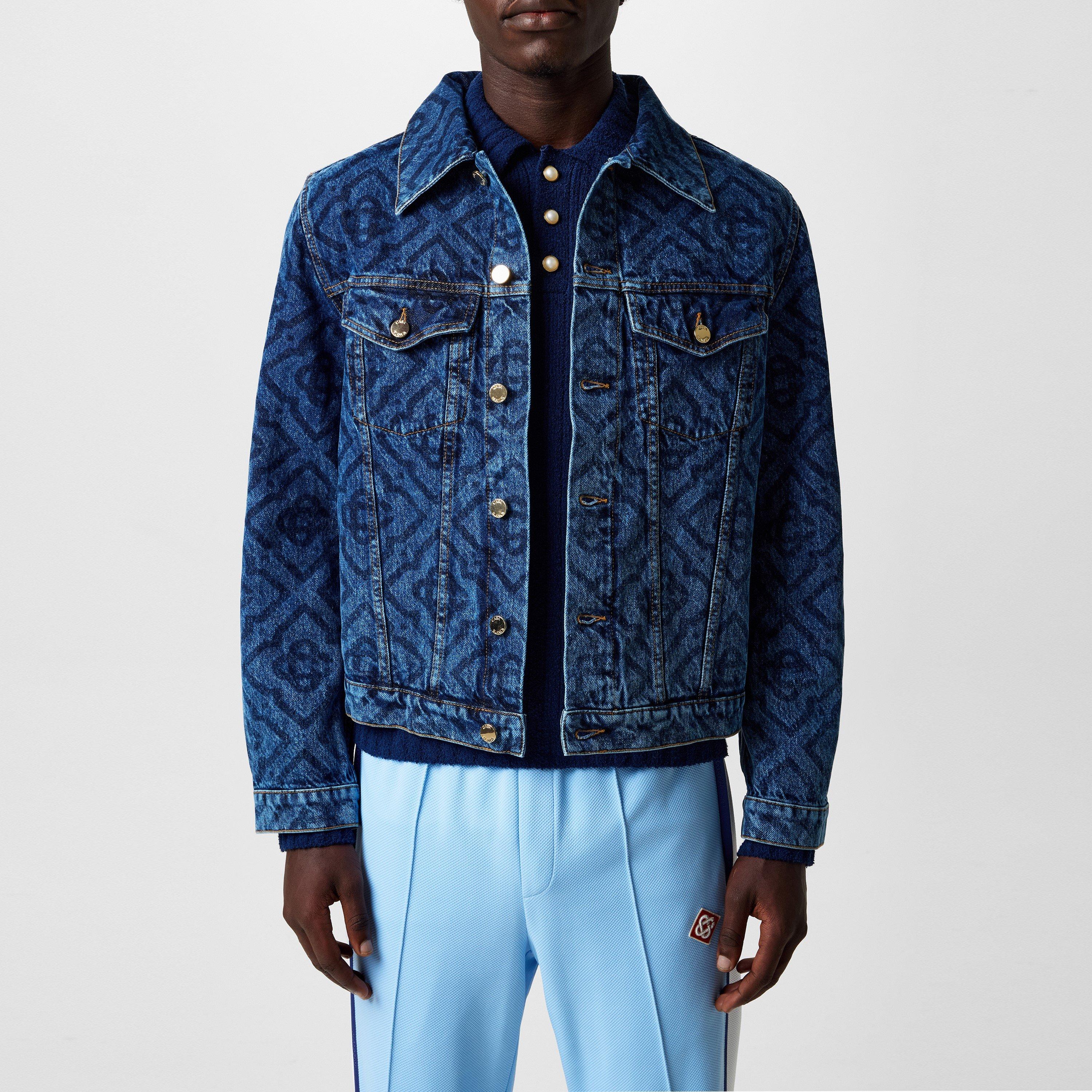 Casablanca Men's Laser Monogram Cotton Long Sleeve Denim Jacket