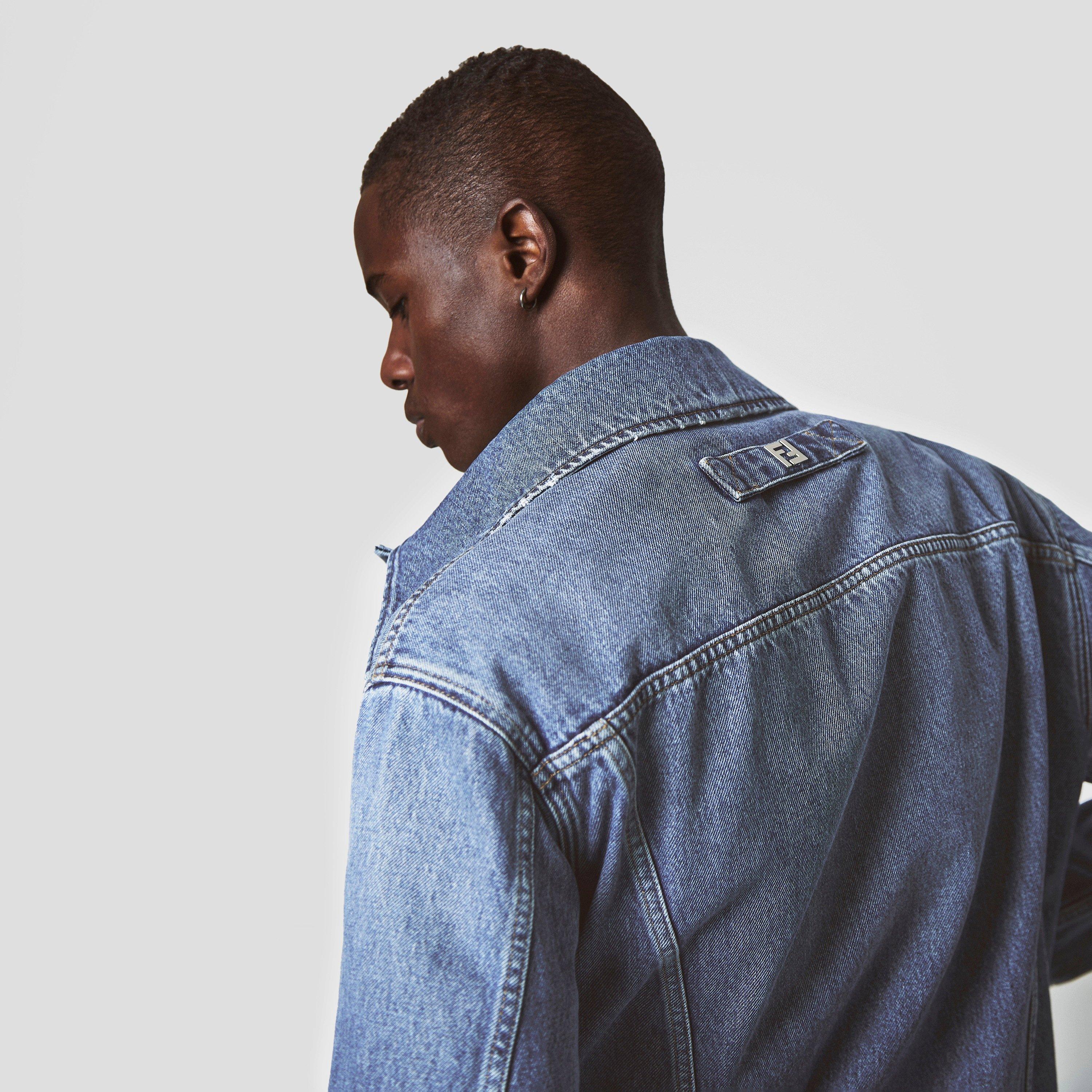Blue - Fendi - Men's Cotton Long Sleeve 6 Pocket Denim Jacket - 5