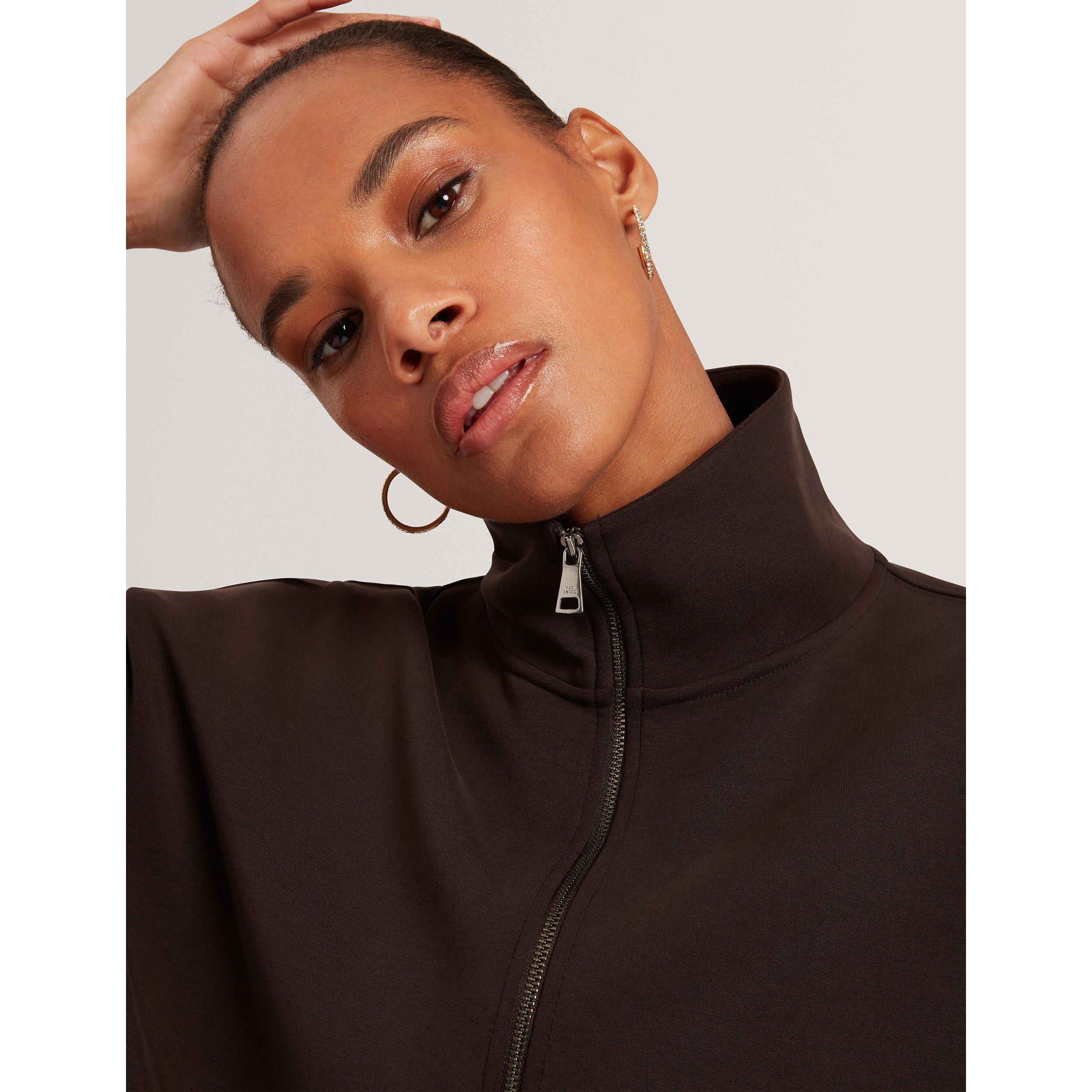 Dk-Brown - Ted Baker - Women's Funnelneck Full-Zip Fleece - 4