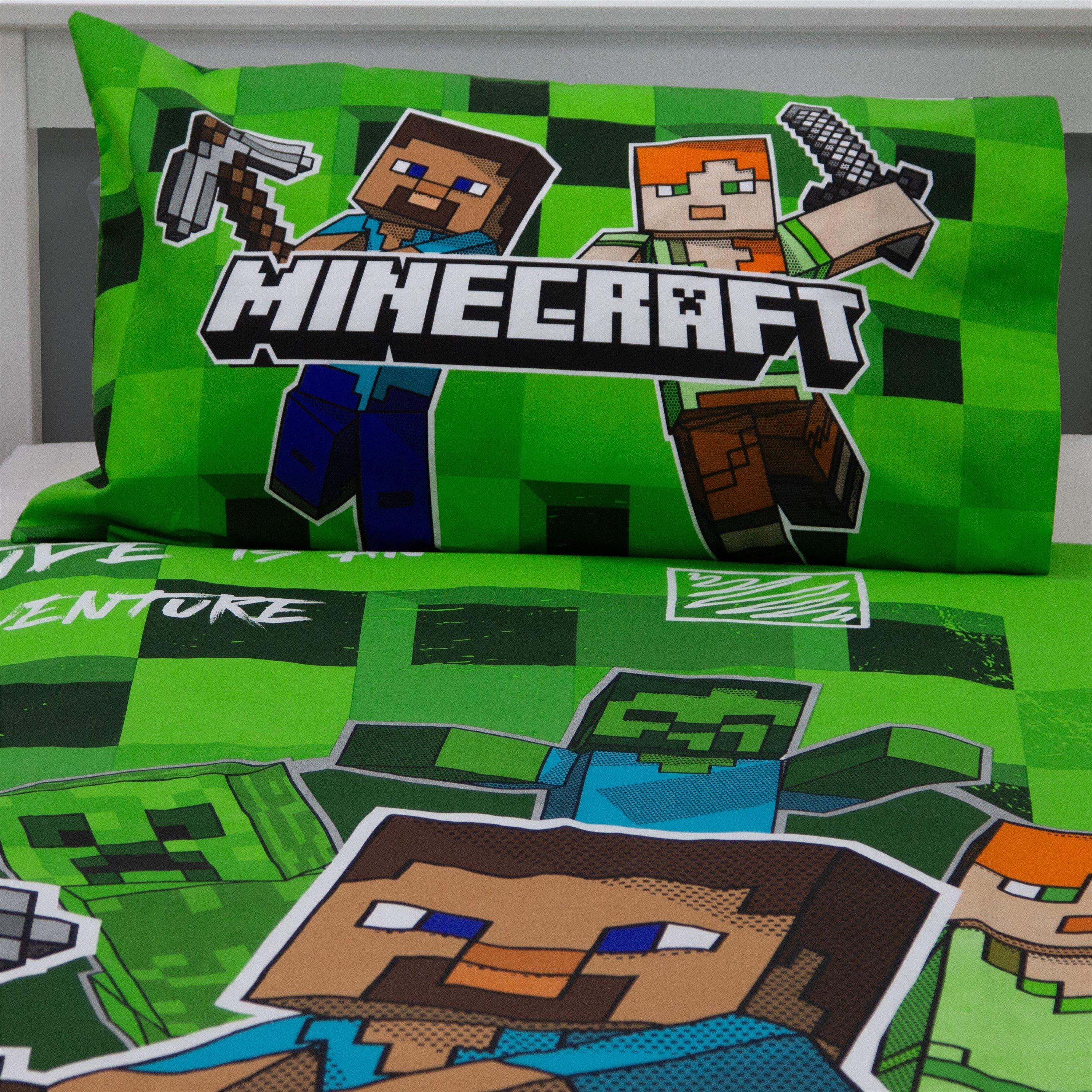 Green - Minecraft - Blockcheck Single Panel Duvet Set - 2
