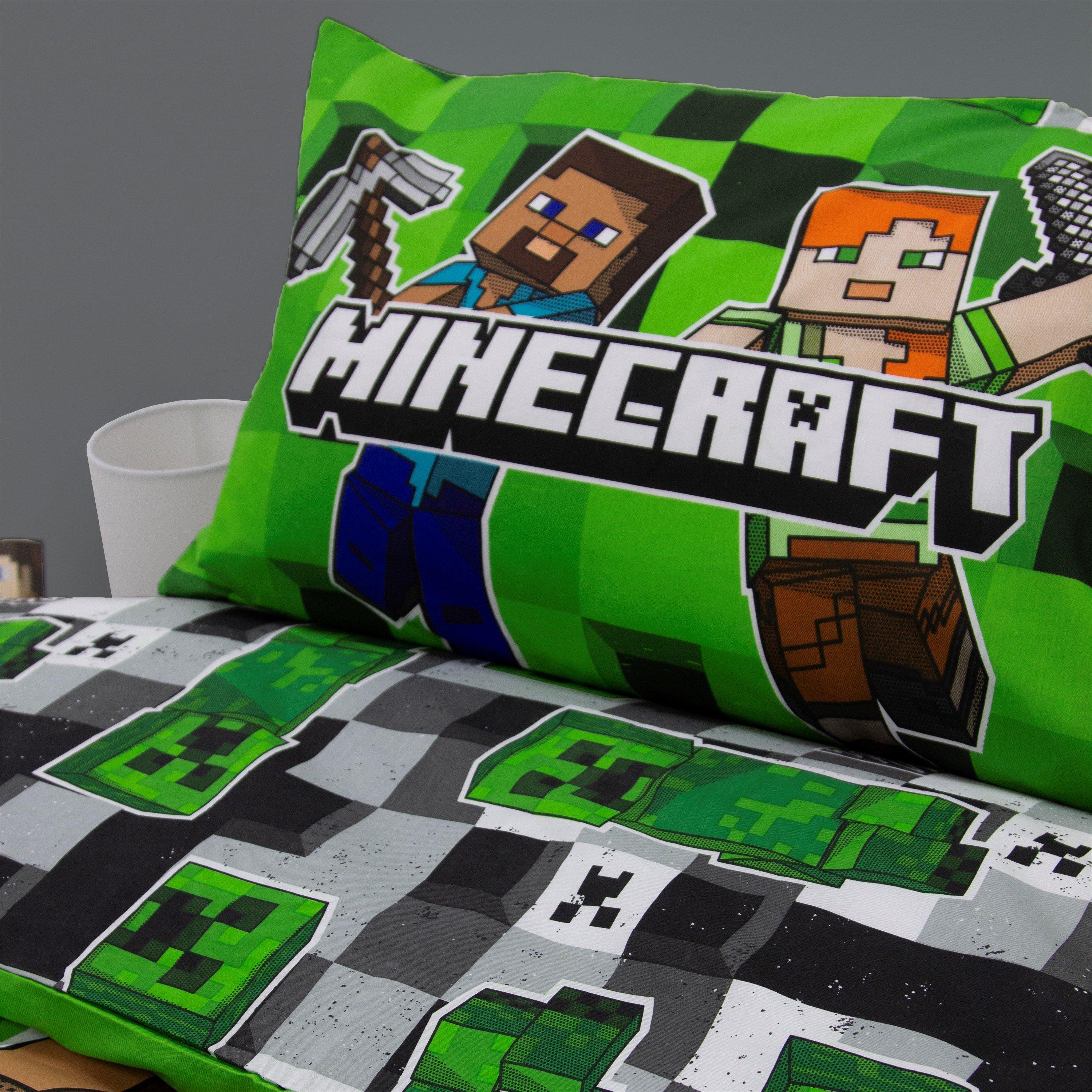Green - Minecraft - Blockcheck Single Panel Duvet Set - 3