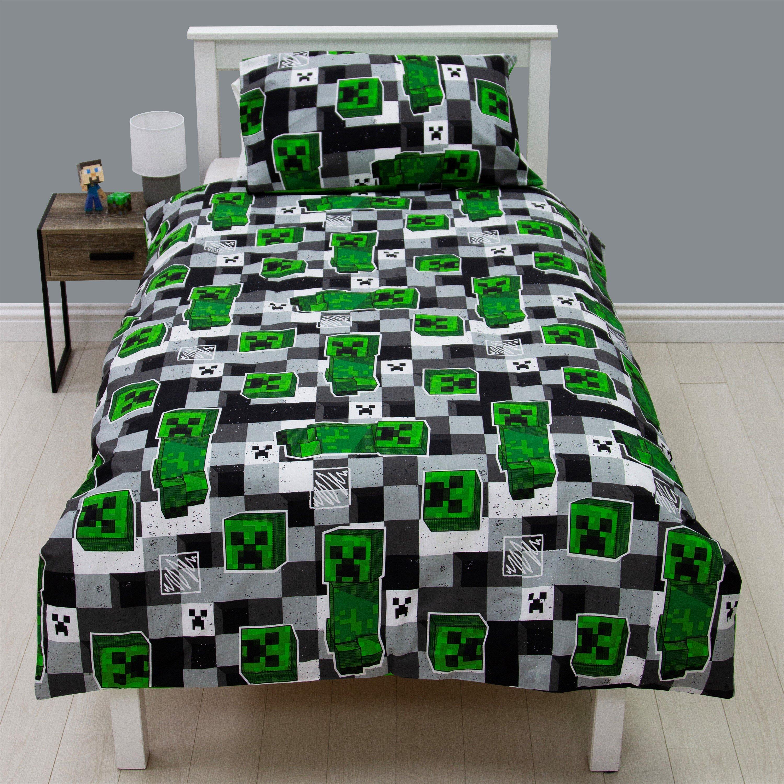 Green - Minecraft - Blockcheck Single Panel Duvet Set - 4