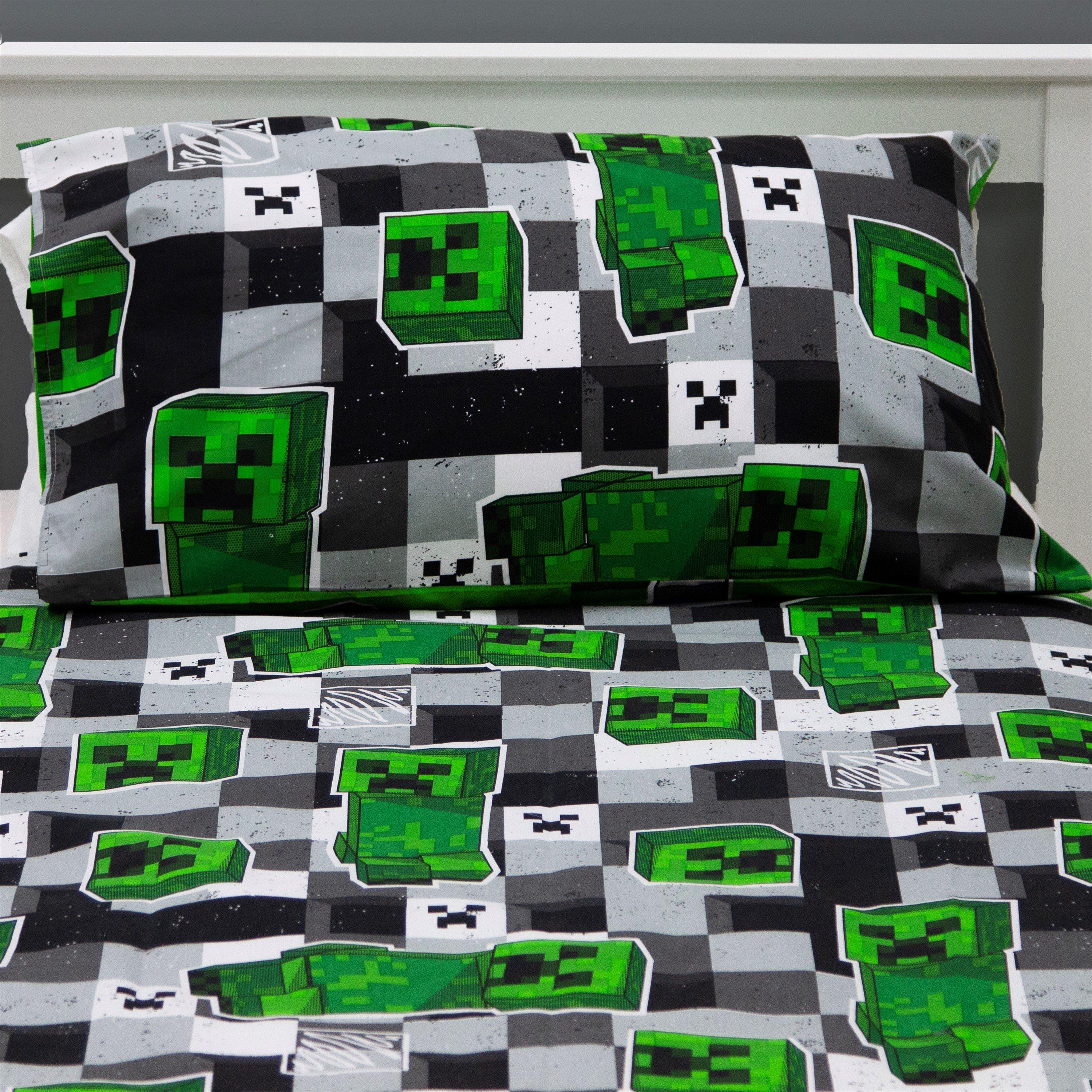 Green - Minecraft - Blockcheck Single Panel Duvet Set - 5